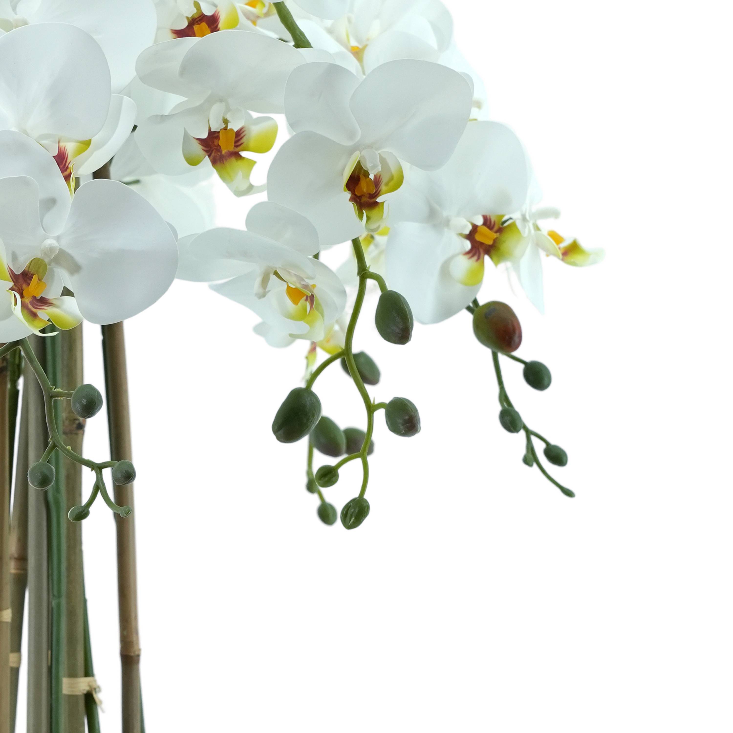 Ecloz - Orchidée phalaénopsis artificielle en pot - 8 tiges - blanche - H. 78 cm - ECLOZ - Image 4