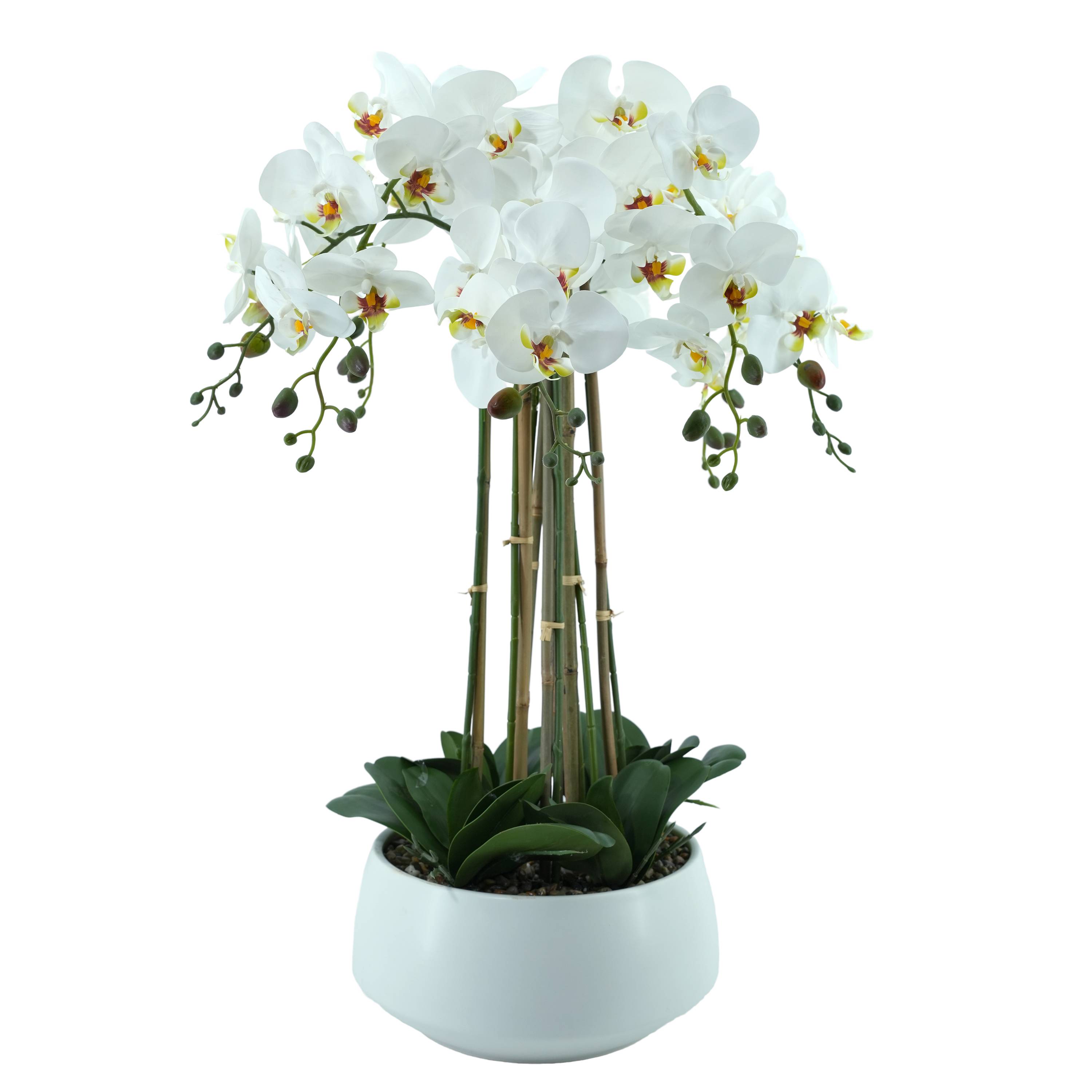 Ecloz - Orchidée phalaénopsis artificielle en pot - 8 tiges - blanche - H. 78 cm - ECLOZ - Image 1
