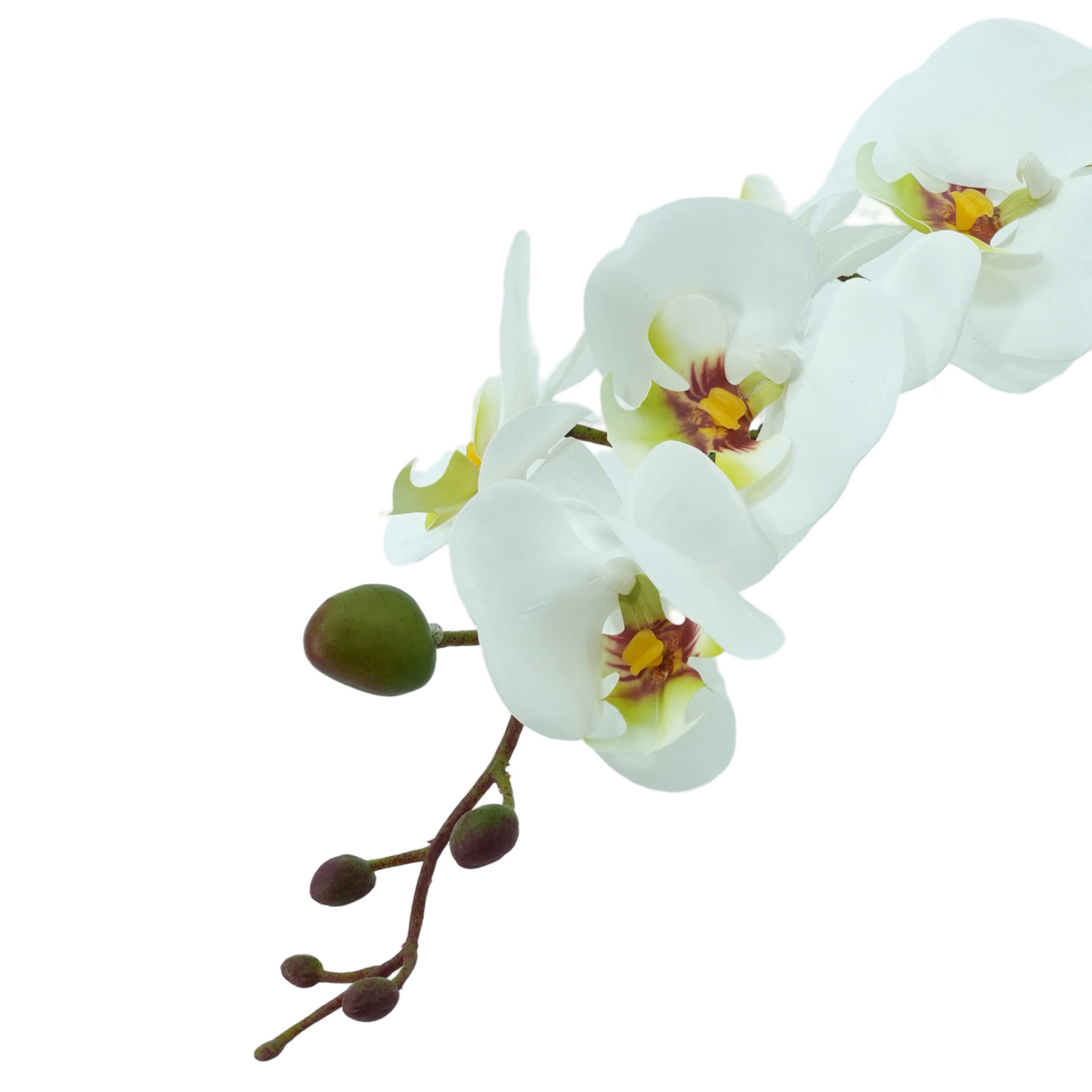 Ecloz - Orchidée phalaénopsis artificielle en pot - 2 tiges blanches - H. 55 cm - ECLOZ - Image 2