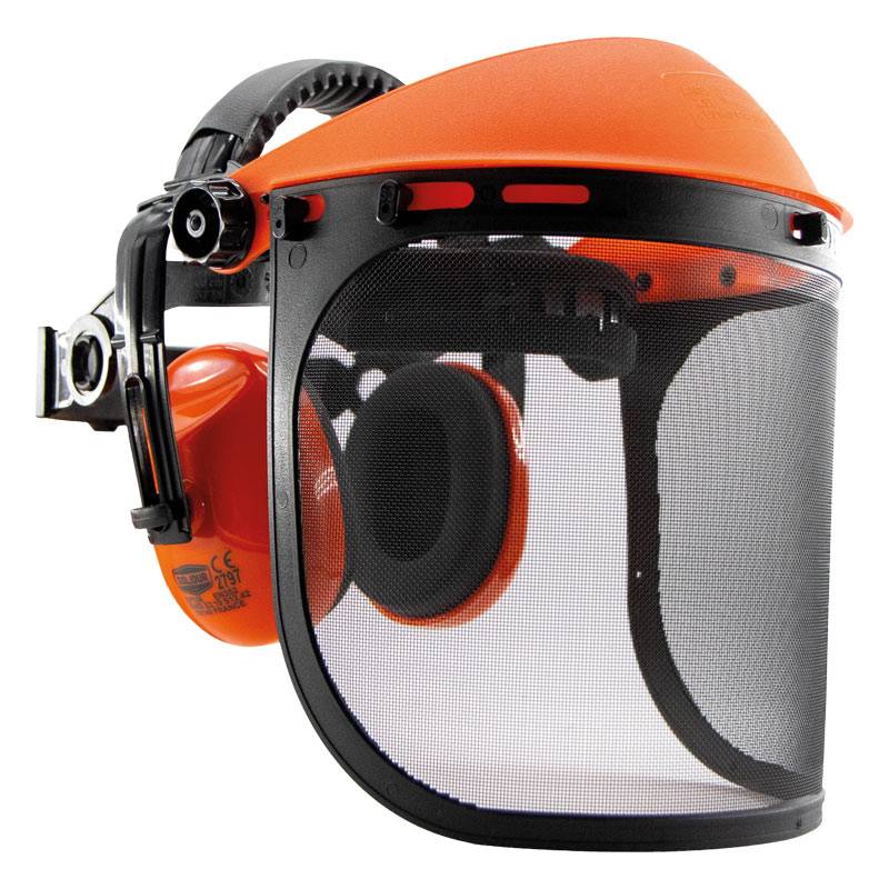 Solidur - Set de débroussaillage visière grillagée + casque anti-bruit SNR 25 dB orange TU - Solidur