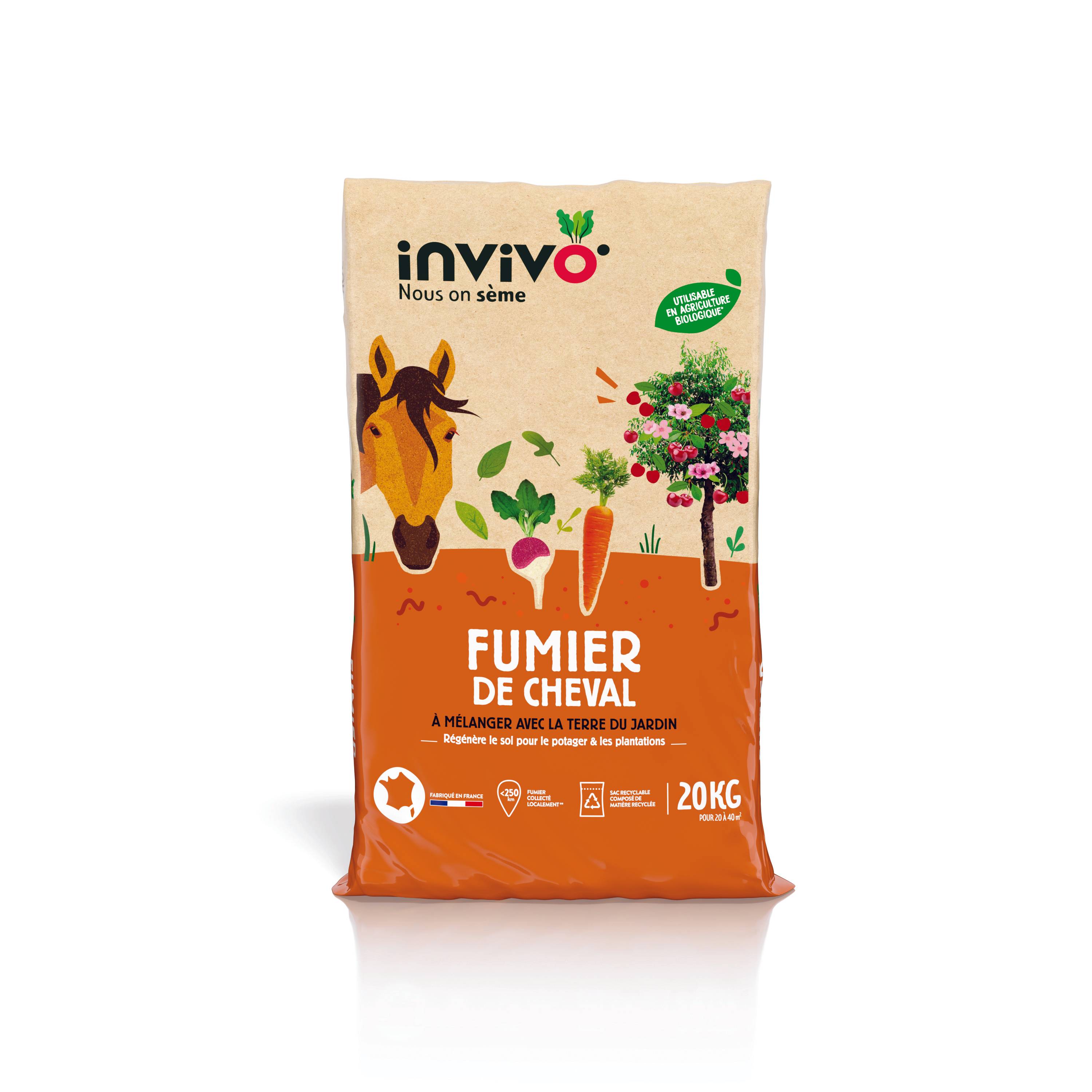Invivo Nous On Sème - Fumier de cheval en sac de 20 kg - INVIVO Nous on sème