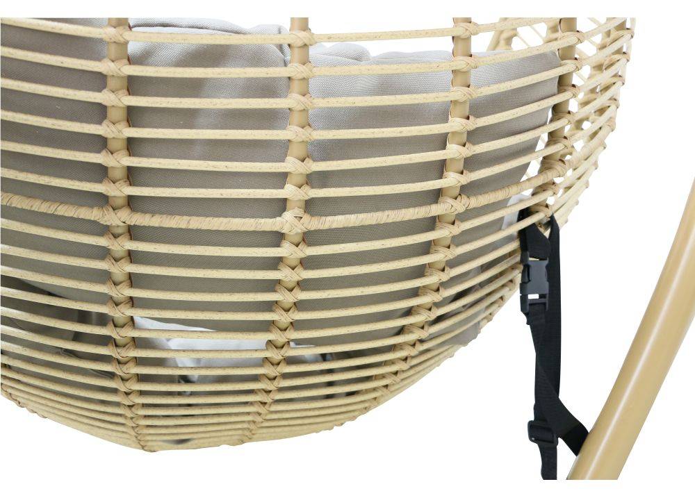 Fauteuil de jardin œuf supendu acier et corde couleur naturel - Image 2
