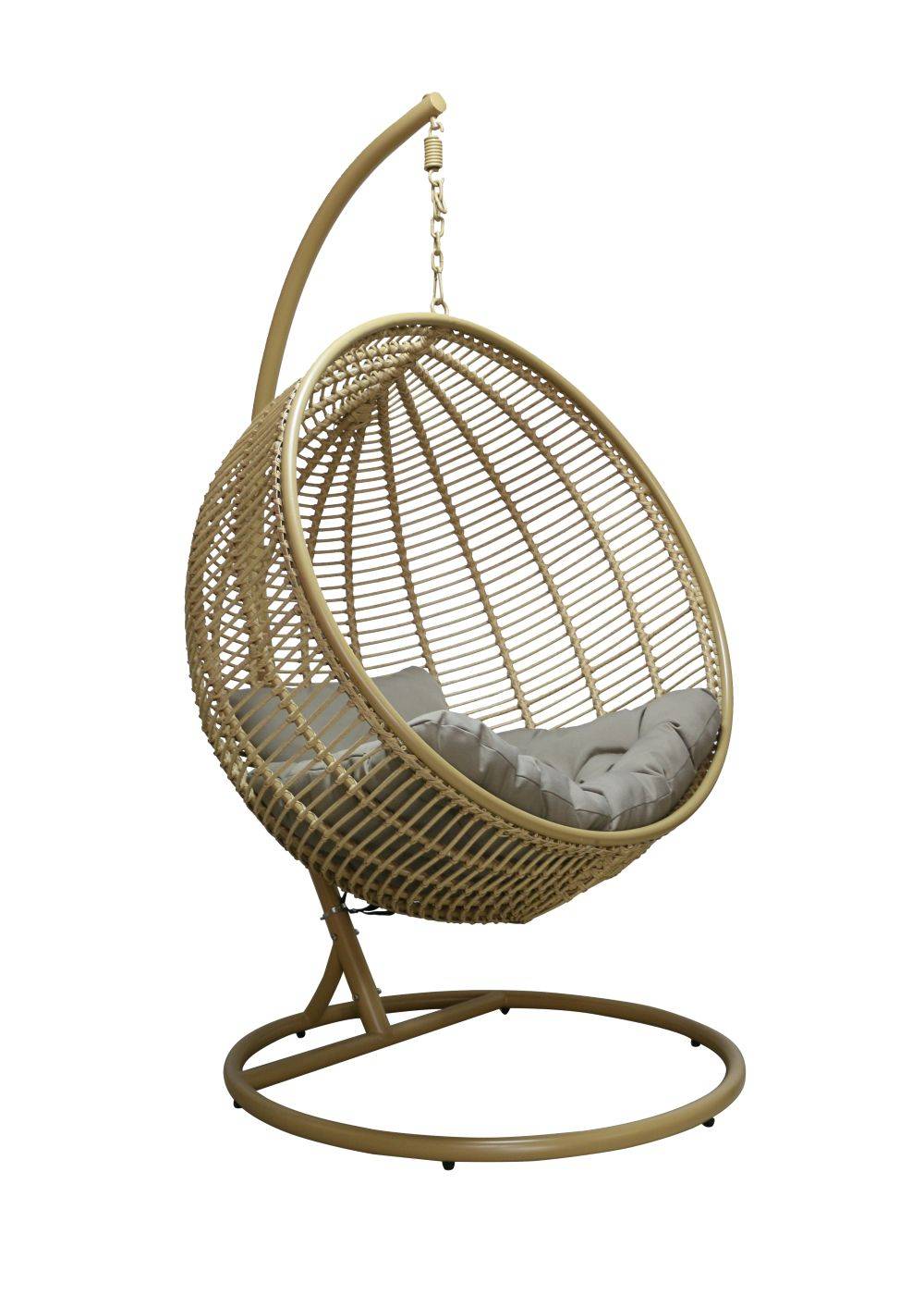 Fauteuil de jardin œuf supendu acier et corde couleur naturel - Image 1