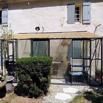 LAMS - Serre de jardin adossée verre trempé aluminium anthracite 7,2 m² Melissa avec embase - Lams