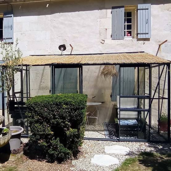 LAMS - Serre de jardin adossée verre trempé aluminium anthracite 7,2 m² Melissa avec embase - Lams - Image 1