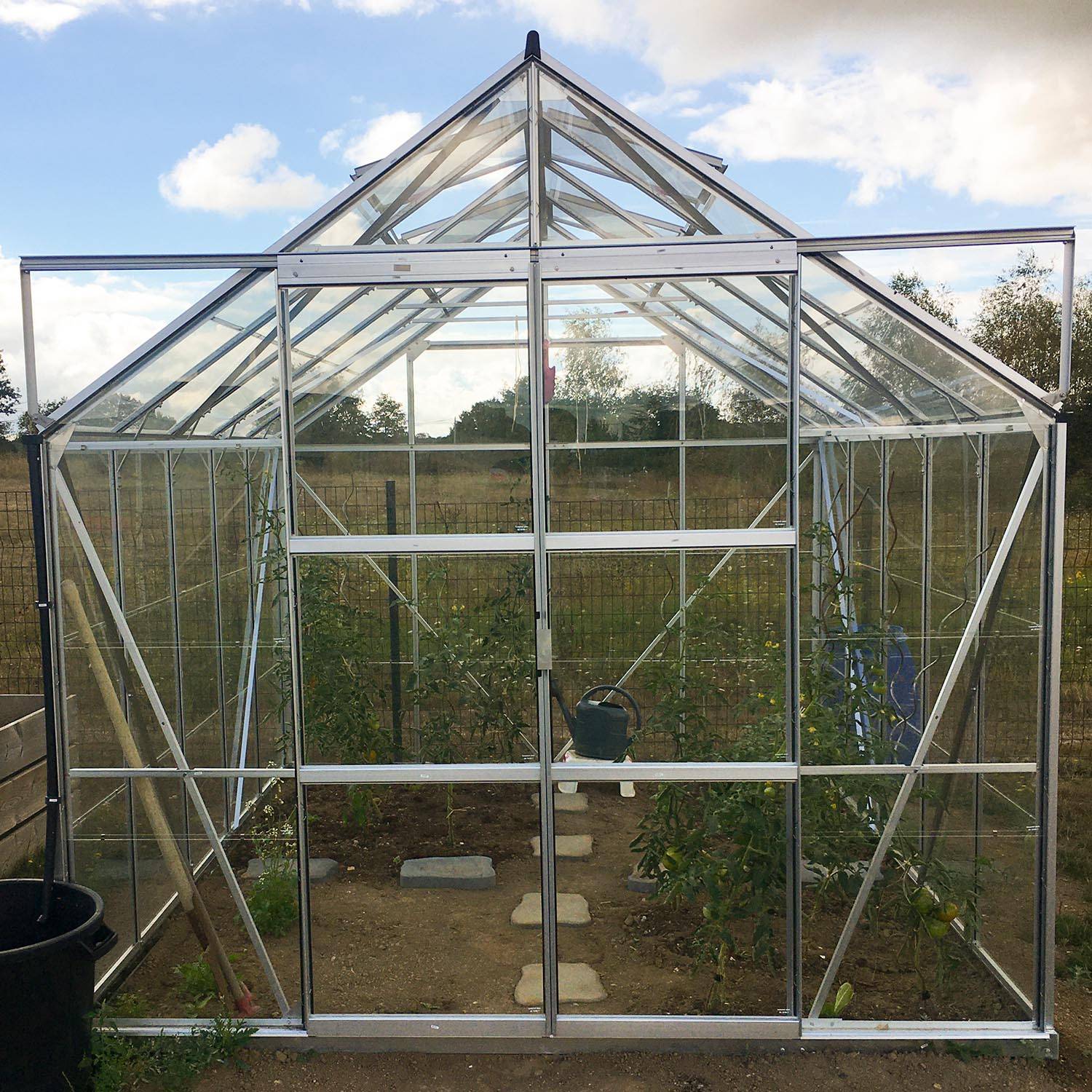 LAMS - Serre de jardin verre trempé aluminium brut 8,1 m² Laurus avec embase - Lams - Image 1