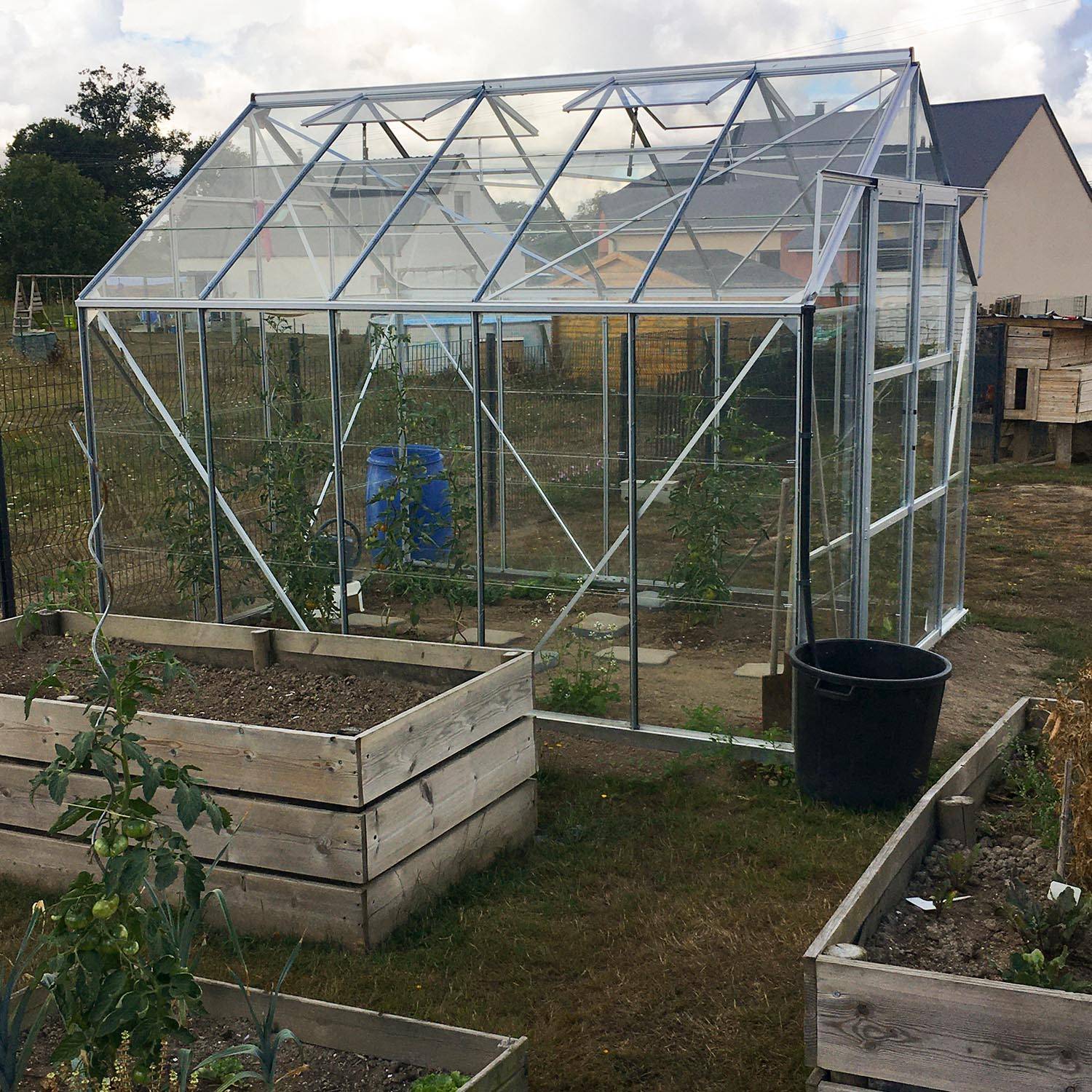 LAMS - Serre de jardin verre trempé aluminium brut 8,1 m² Laurus avec embase - Lams - Image 3