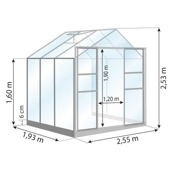 LAMS - Serre de jardin verre trempé aluminium anthracite 4,9 m² Laurus avec embase - Lams - Image 2