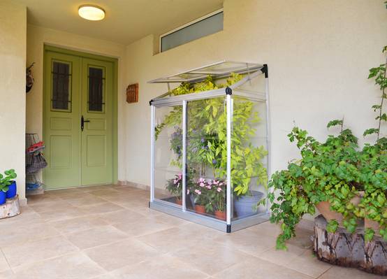 Canopia by Palram - Serre de jardin adossée polycarbonate aluminium brut 0,8 m² Lean to avec embase - Canopia by Palram - Image 1