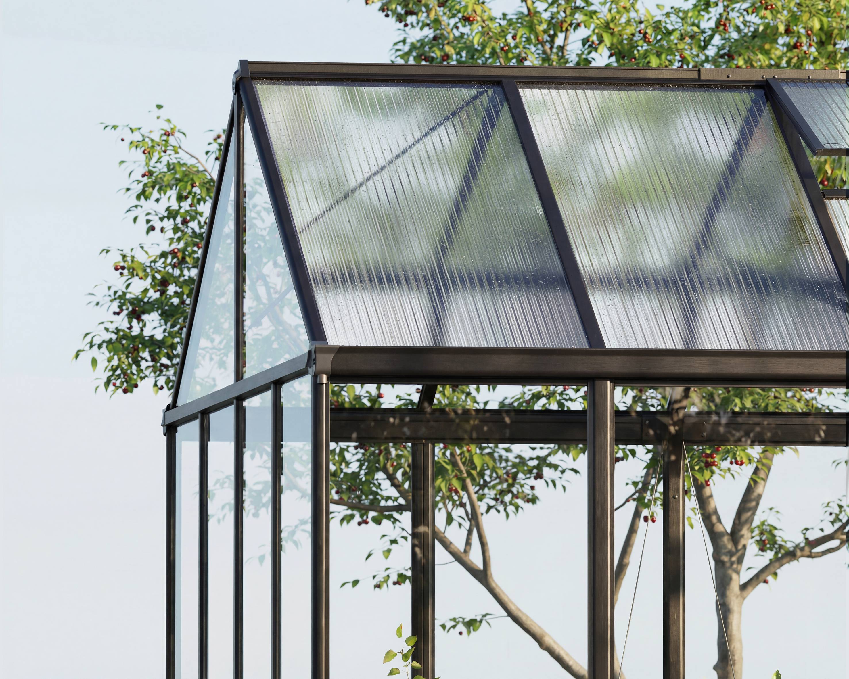 Canopia by Palram - Serre de jardin polycarbonate aluminium noir 13,8 m² Aria avec embase - Canopia by Palram - Image 6
