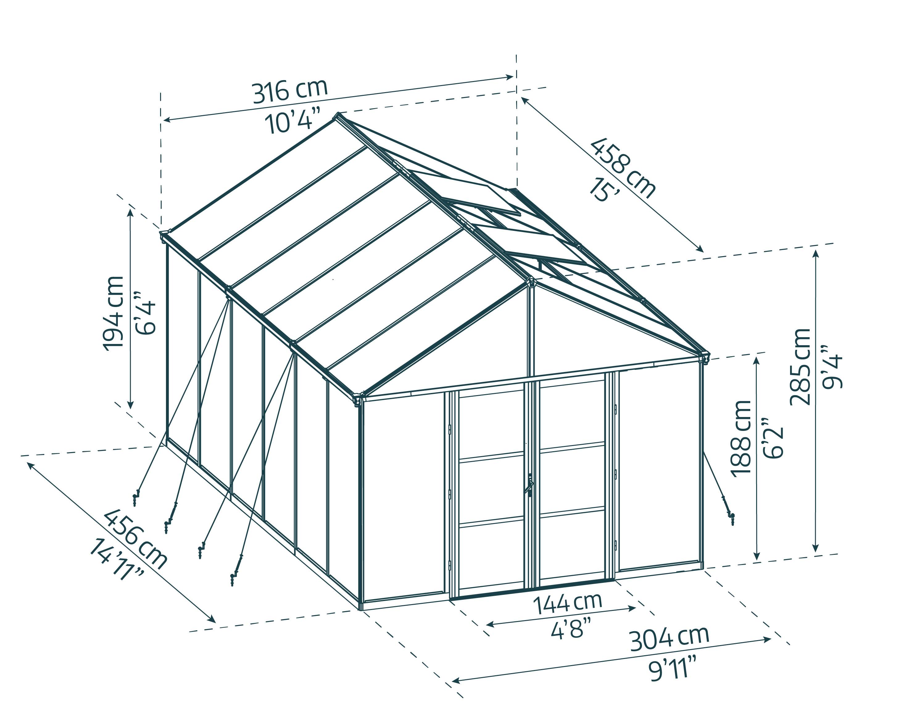 Canopia by Palram - Serre de jardin polycarbonate aluminium noir 13,8 m² Aria avec embase - Canopia by Palram - Image 4