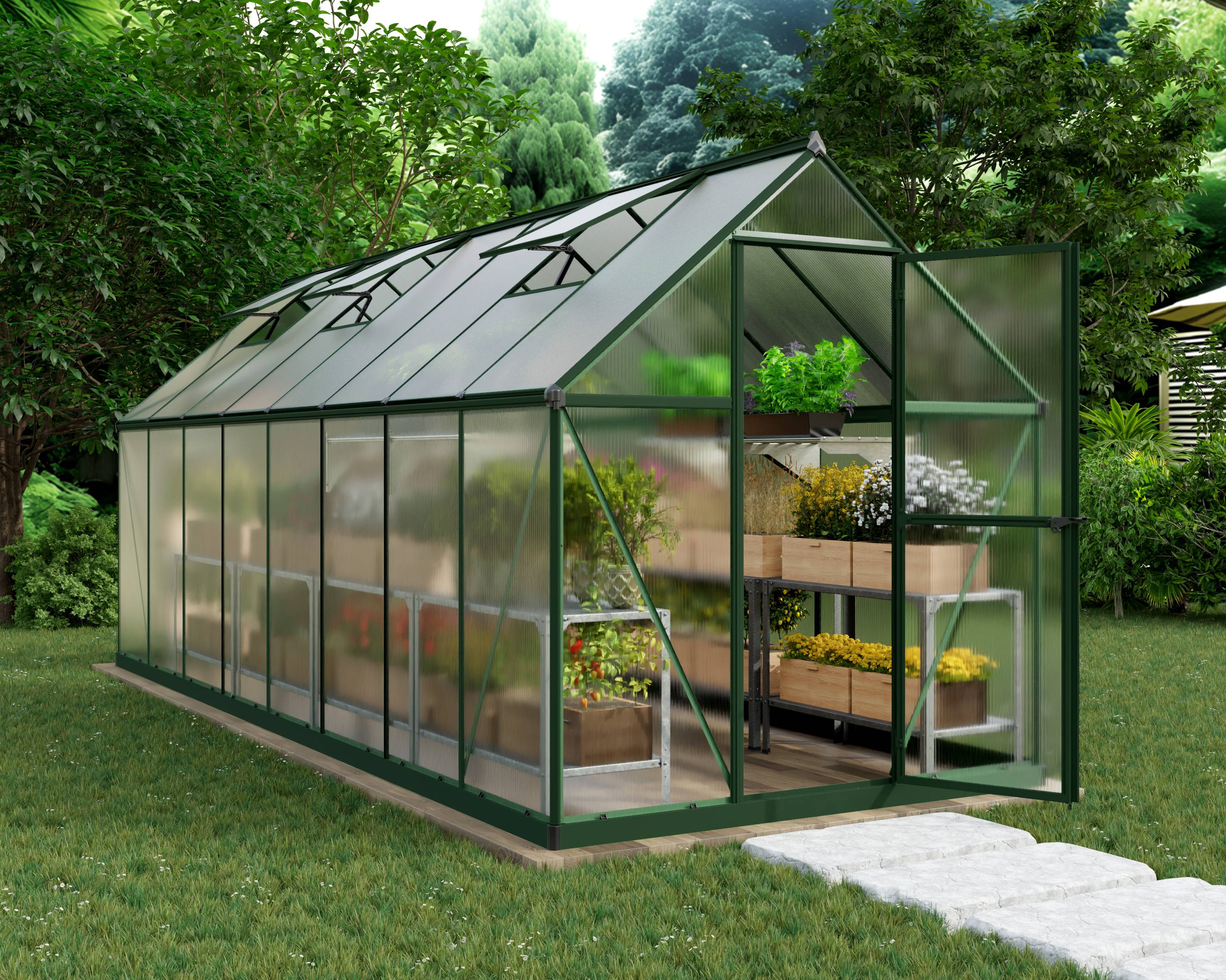 Canopia by Palram - Serre de jardin polycarbonate aluminium vert 9 m² Balance avec embase - Canopia by Palram - Image 1