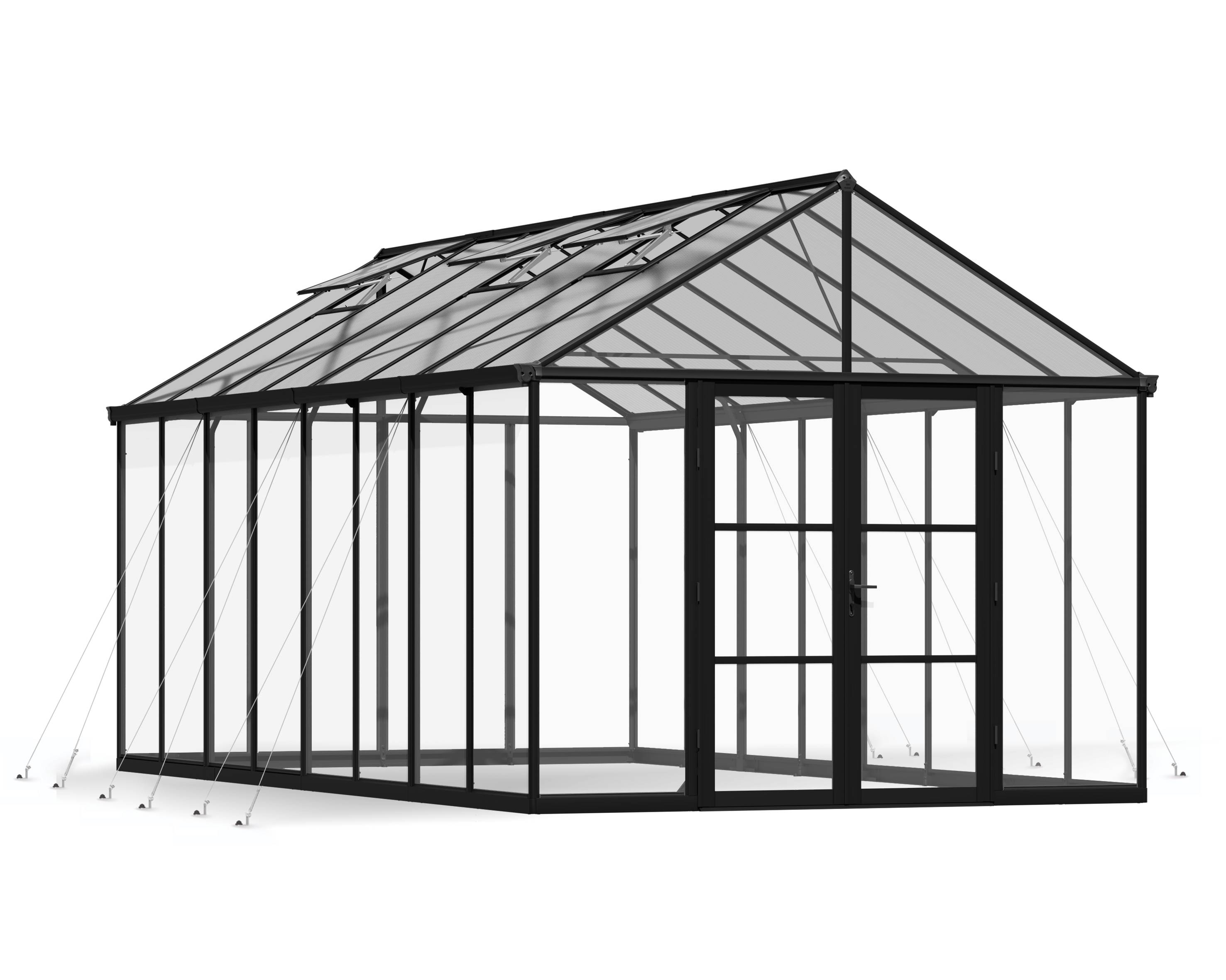 Canopia by Palram - Serre de jardin polycarbonate aluminium noir 18,4 m² Aria avec embase - Canopia by Palram - Image 3