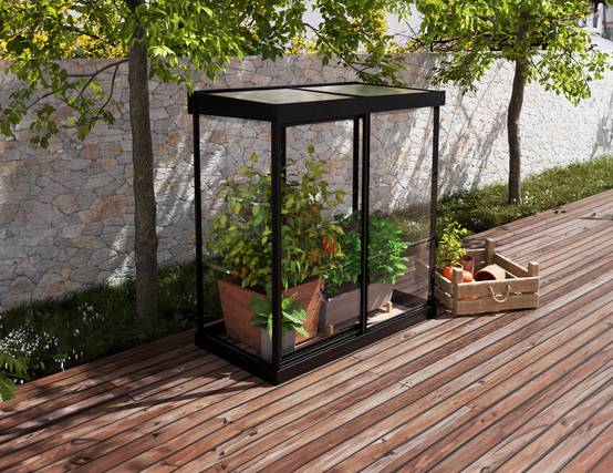 Canopia by Palram - Serre de jardin polycarbonate aluminium noir 0,8 m² Ivy avec embase - Canopia by Palram - Image 1