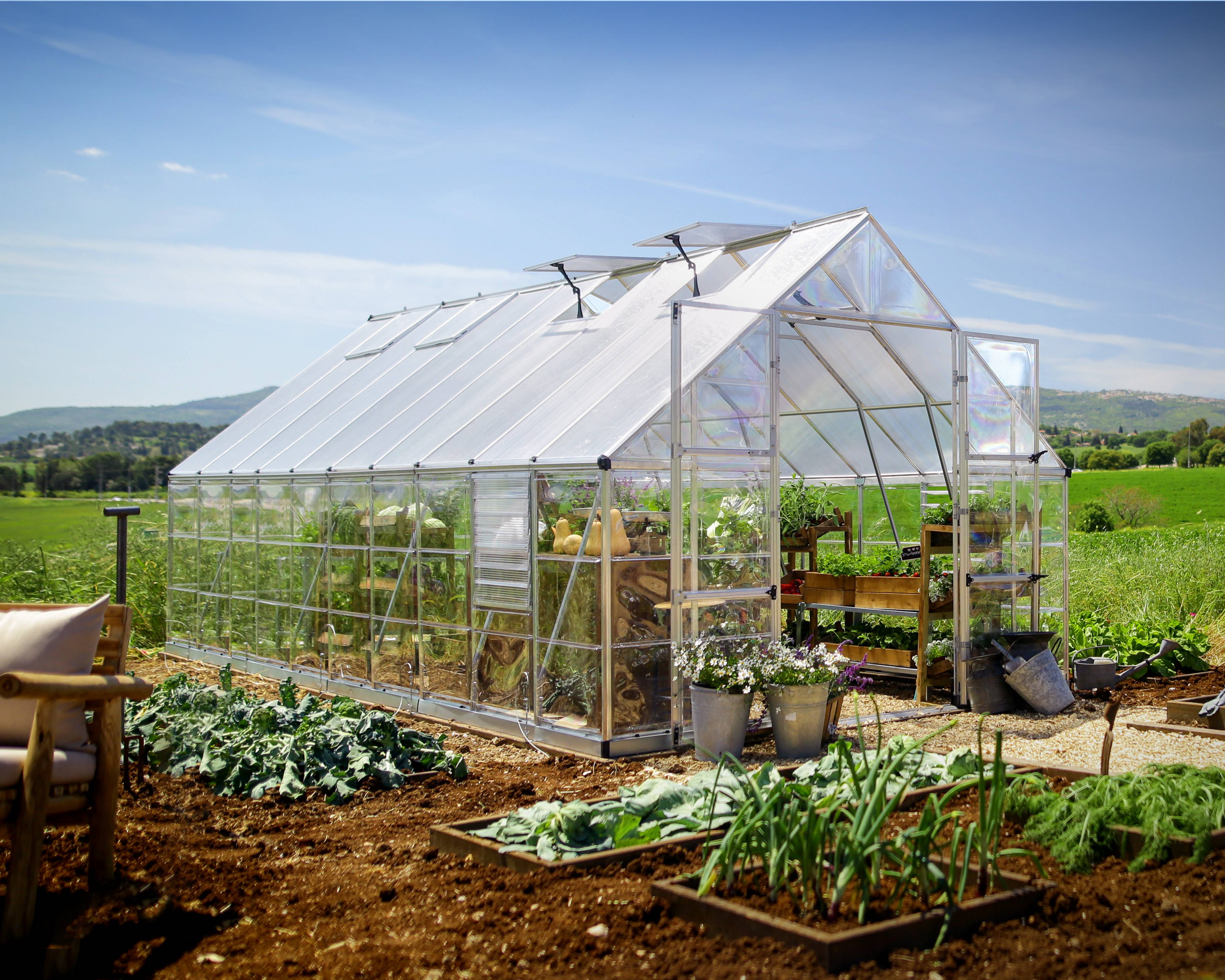 Canopia by Palram - Serre de jardin polycarbonate aluminium brut 18,4 m² Balance avec embase - Canopia by Palram