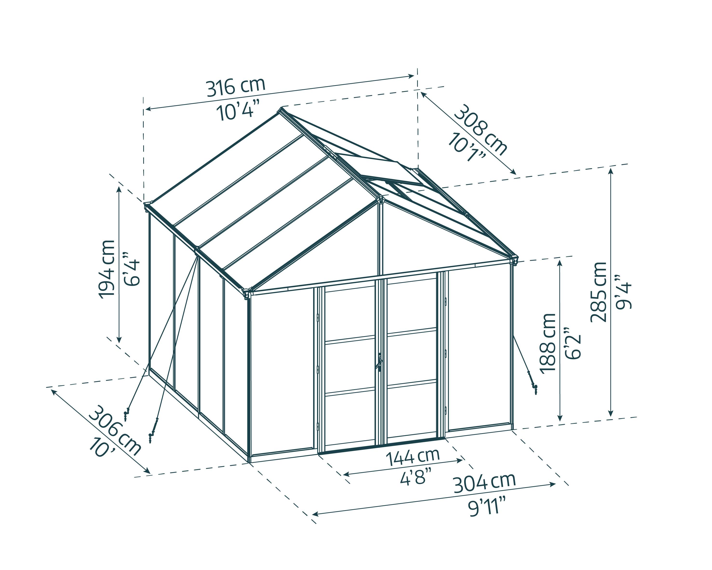 Canopia by Palram - Serre de jardin polycarbonate aluminium noir 9,3 m² Aria avec embase - Canopia by Palram - Image 3
