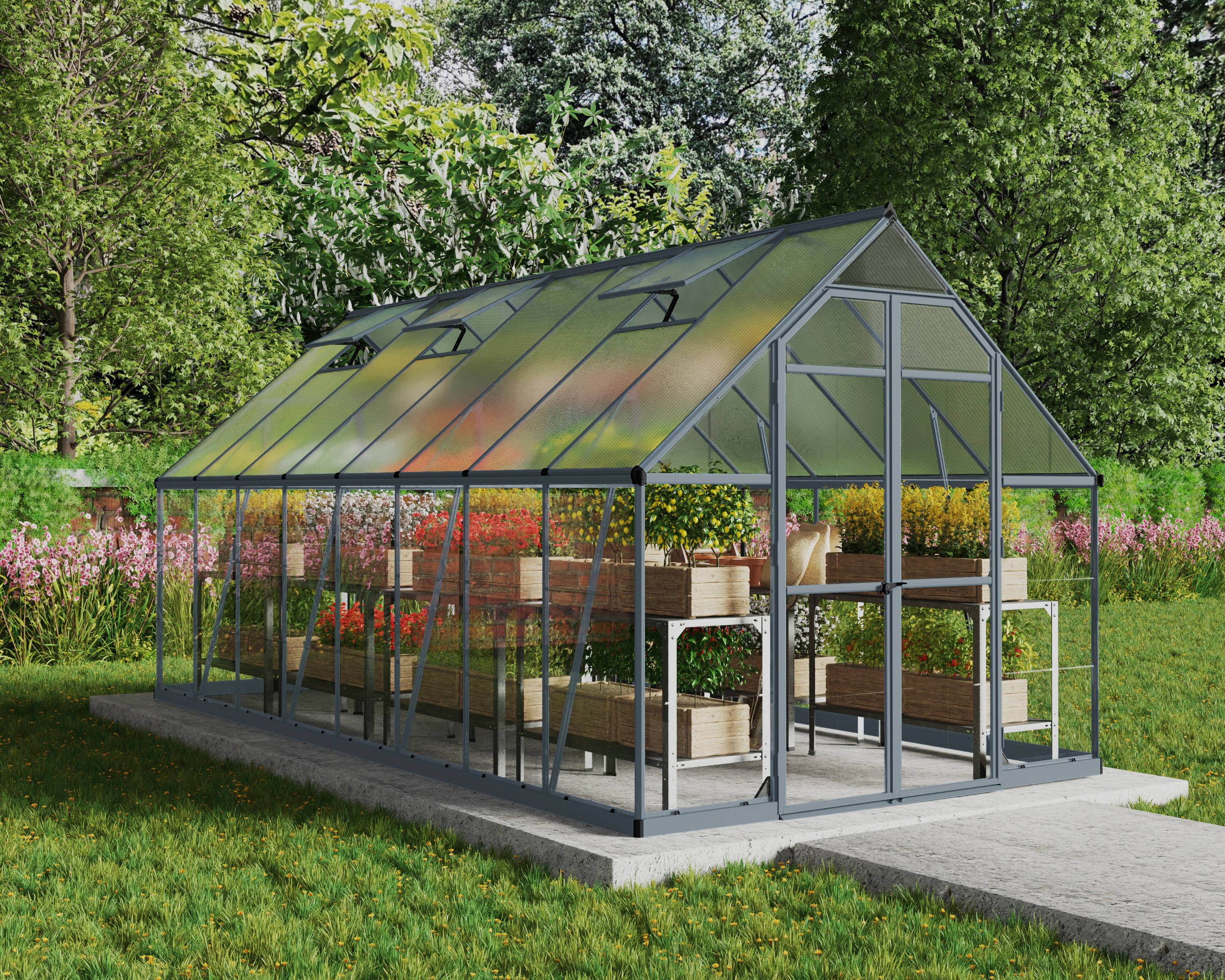 Canopia by Palram - Serre de jardin polycarbonate aluminium anthracite 11,9 m² Balance avec embase - Canopia by Palram