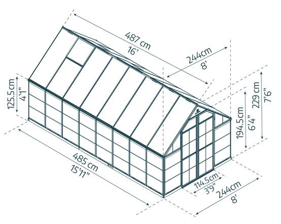 Canopia by Palram - Serre de jardin polycarbonate aluminium anthracite 11,9 m² Balance avec embase - Canopia by Palram - Image 4