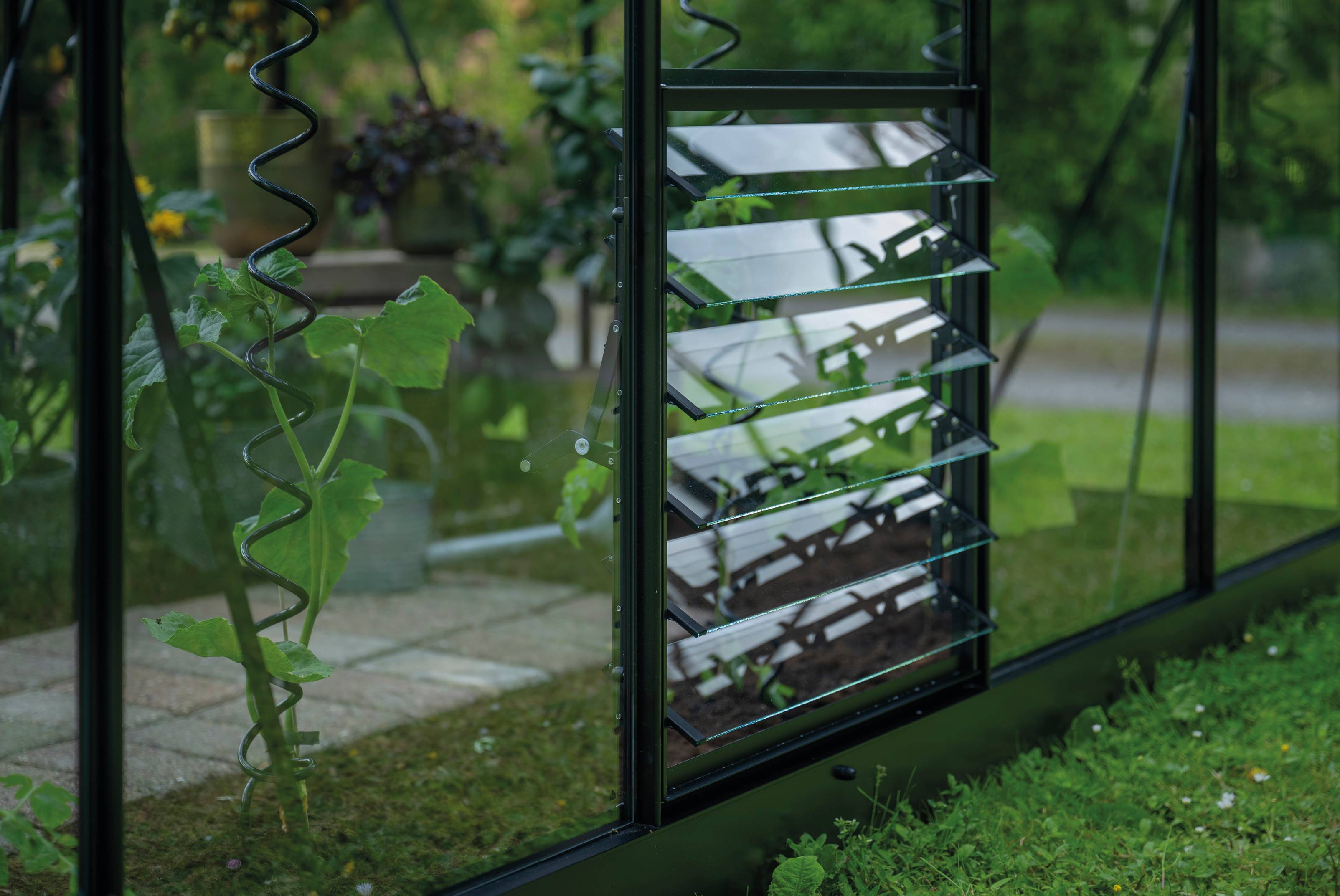 Halls - Ventilation à lamelles verre trempé et aluminium noir pour serre Qube L. 60 x l. 60 cm - Halls - Image 5
