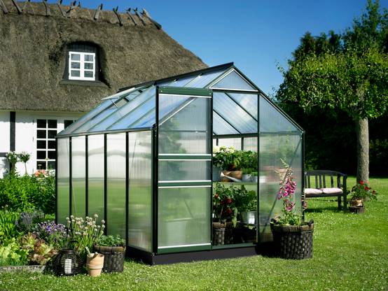 Halls - Serre de jardin polycarbonate aluminium vert 6,2 m² Popular 106 - Halls - Image 1