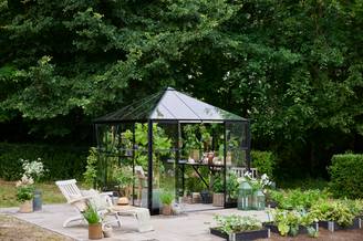 Halls - Serre de jardin verre trempé aluminium noir 6,3 m² Qube Square 8 - Halls