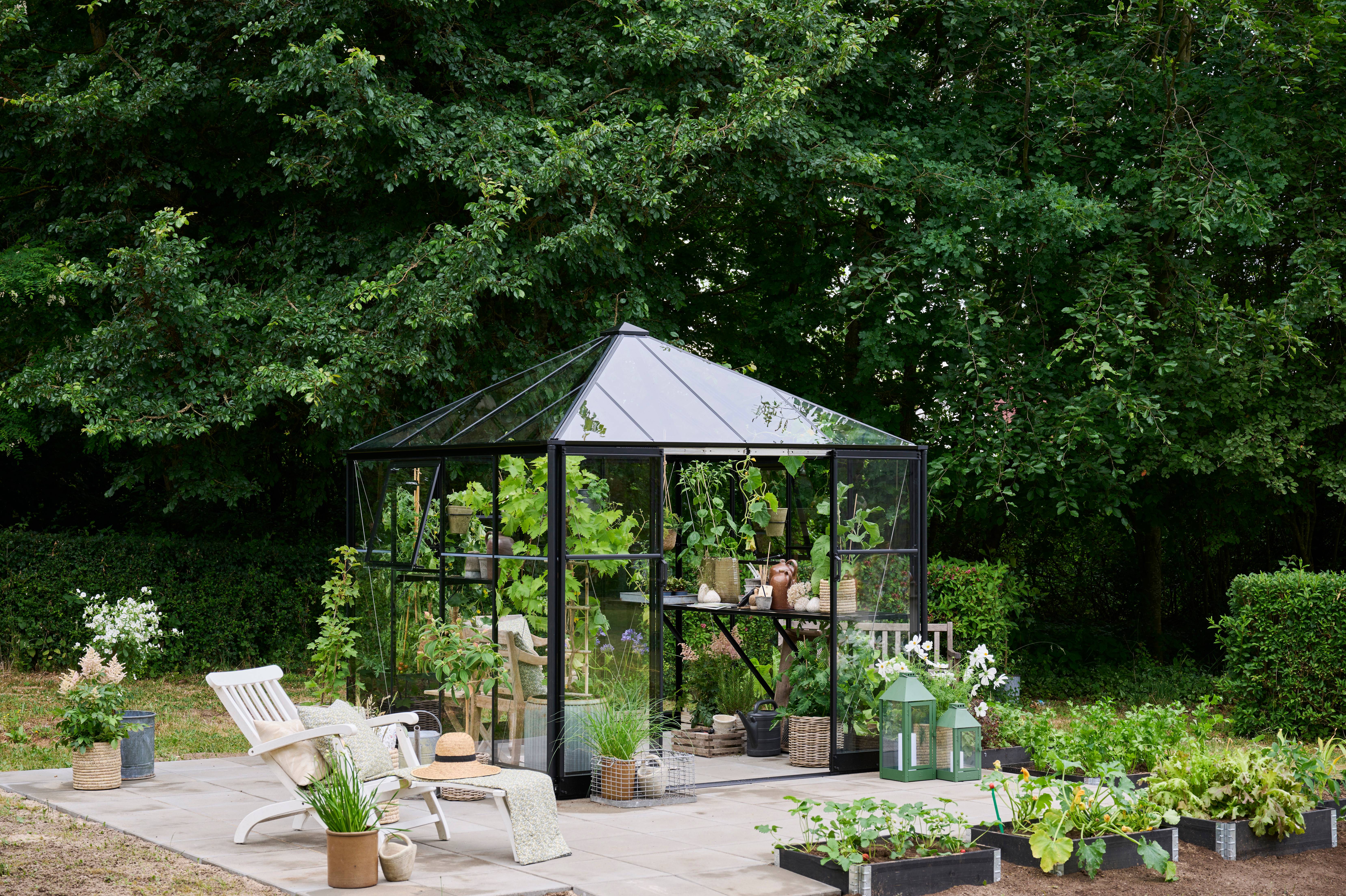Halls - Serre de jardin verre trempé aluminium noir 6,3 m² Qube Square 8 - Halls - Image 1