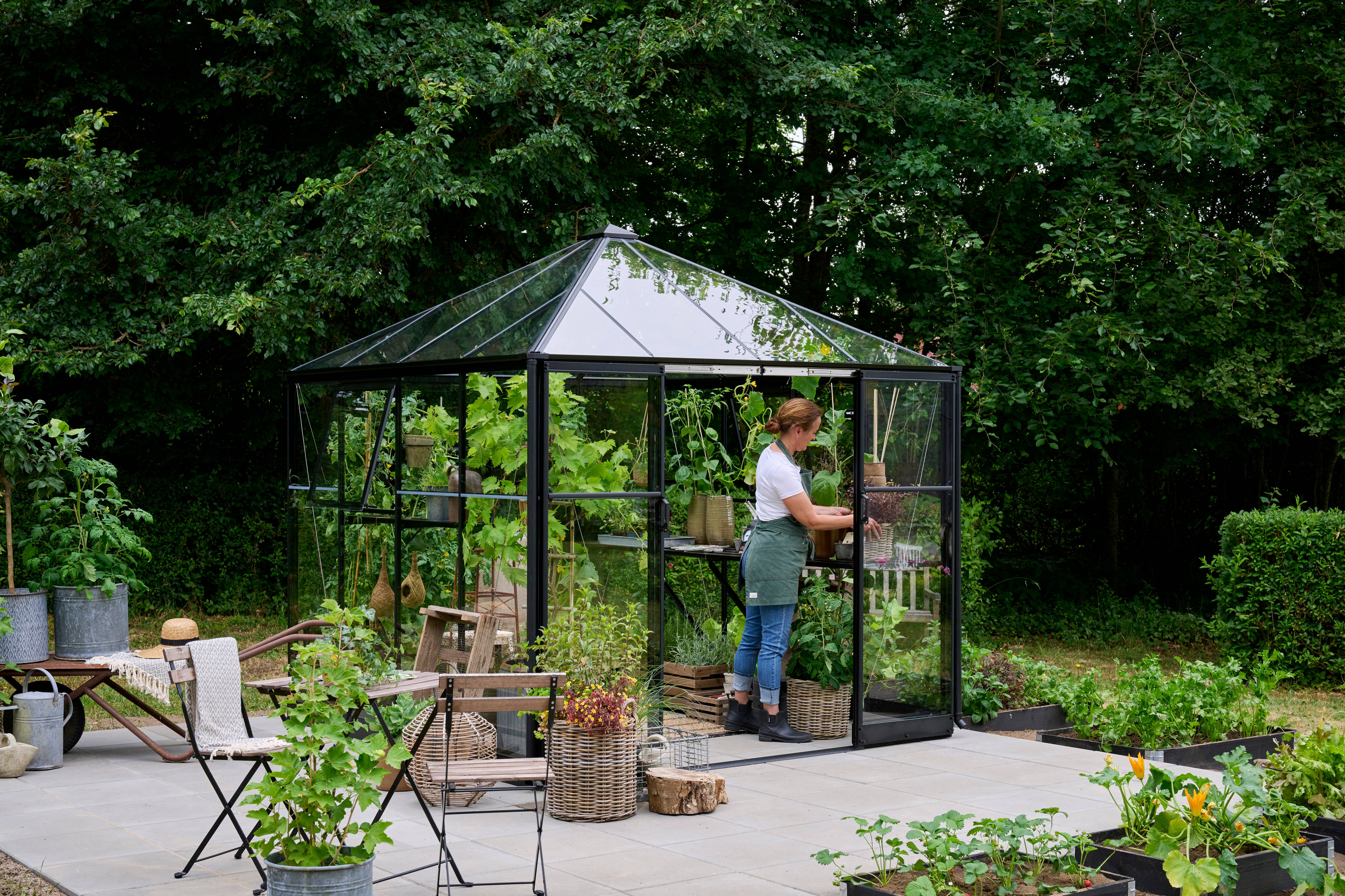 Halls - Serre de jardin verre trempé aluminium noir 6,3 m² Qube Square 8 - Halls - Image 2