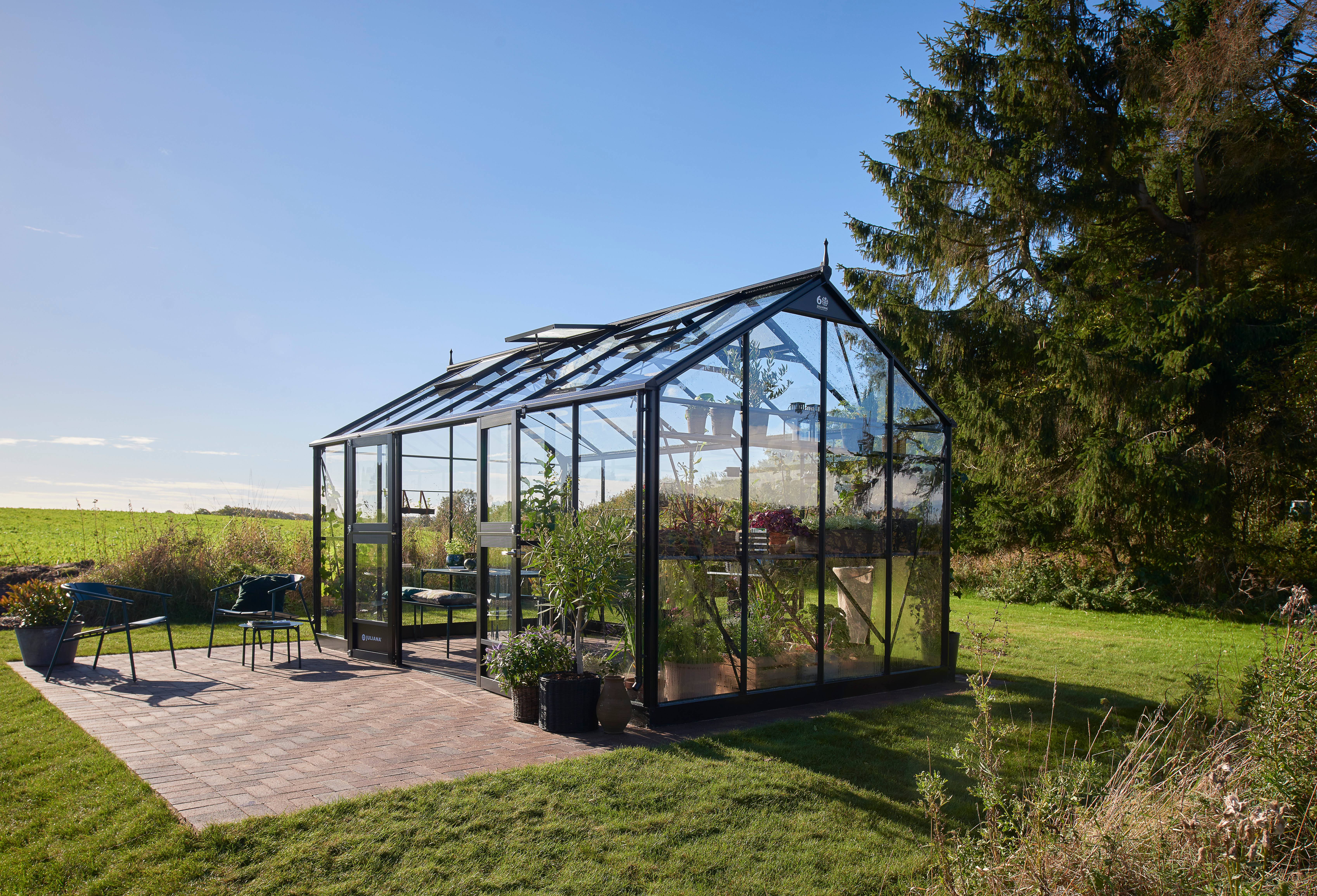 Juliana - Serre de jardin verre trempé aluminium noir 15,1 m² Jubii 60 - Juliana