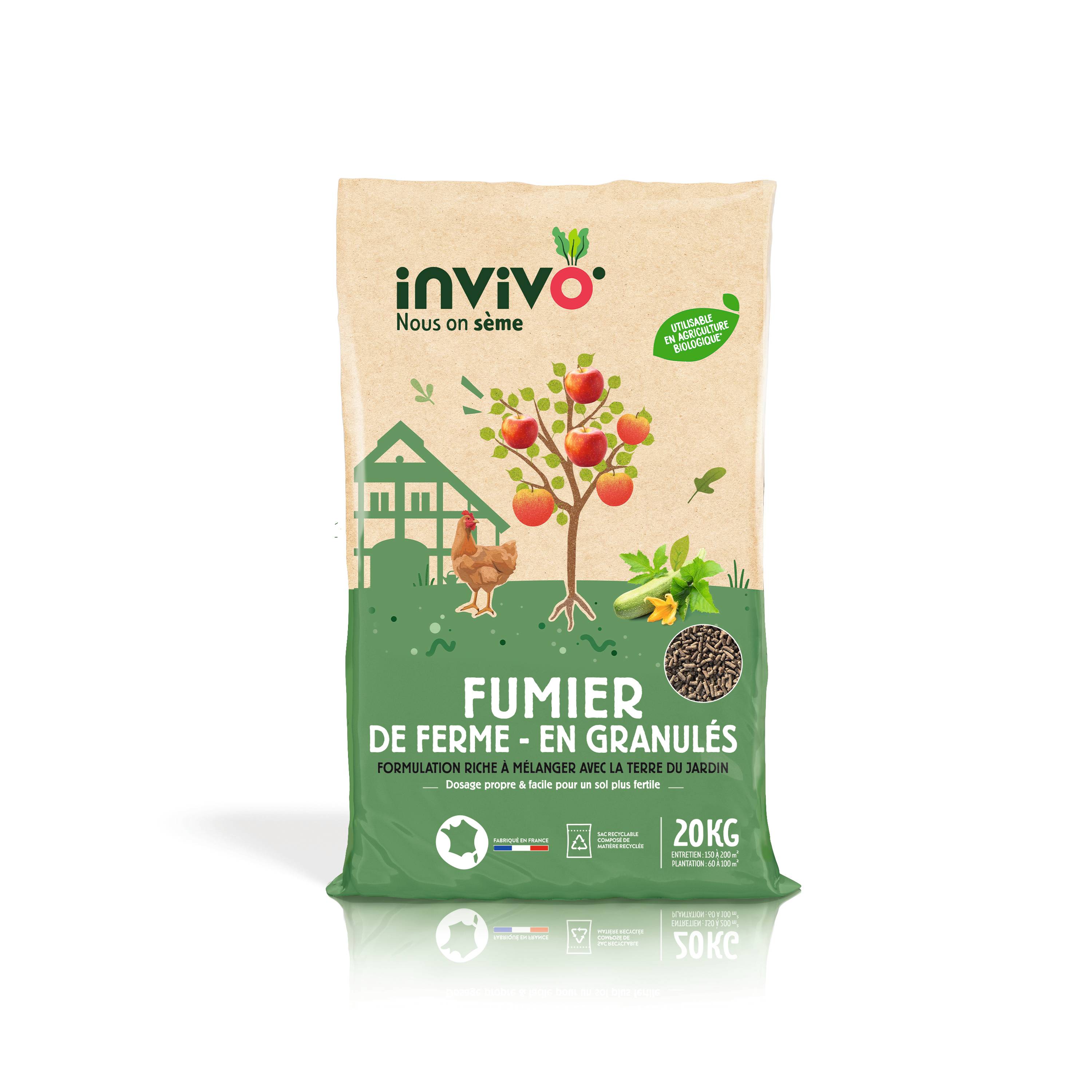 Invivo Nous On Sème - Fumier de ferme en granulés sac de 20 kg - INVIVO Nous on sème - Image 2