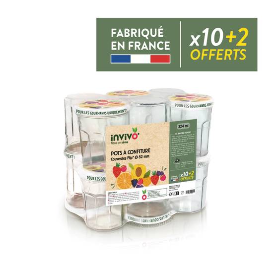 Invivo Nous On Sème - Pots à confiture 324 ml Ø 82 mm x10 + 2 offerts - INVIVO Nous on sème - Image 1