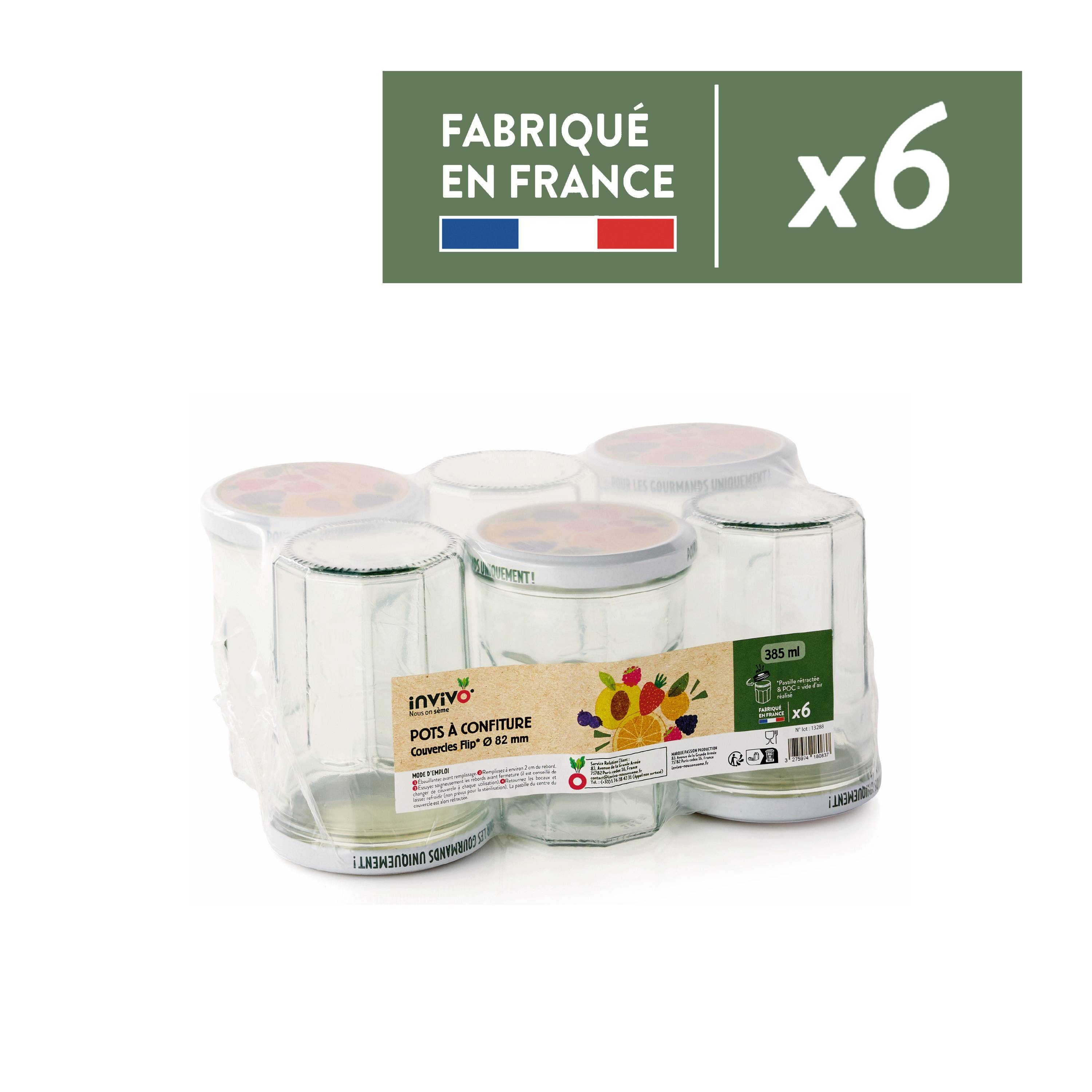 Invivo Nous On Sème - Pots à confiture 385 ml Ø 82 mm x6 - INVIVO Nous on sème - Image 1