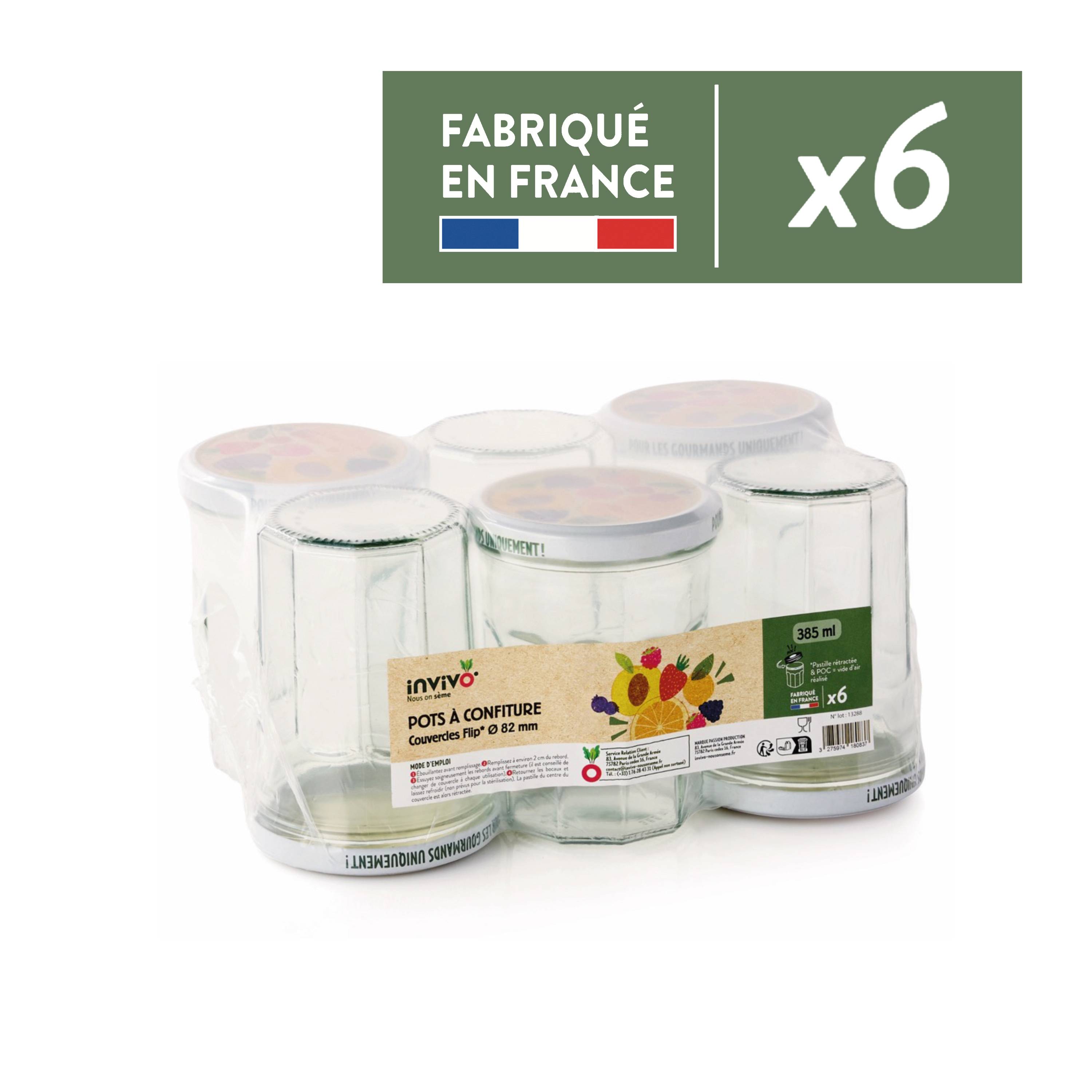 Invivo Nous On Sème - Pots à confiture 324 ml Ø 82 mm x6 - INVIVO Nous on sème - Image 1