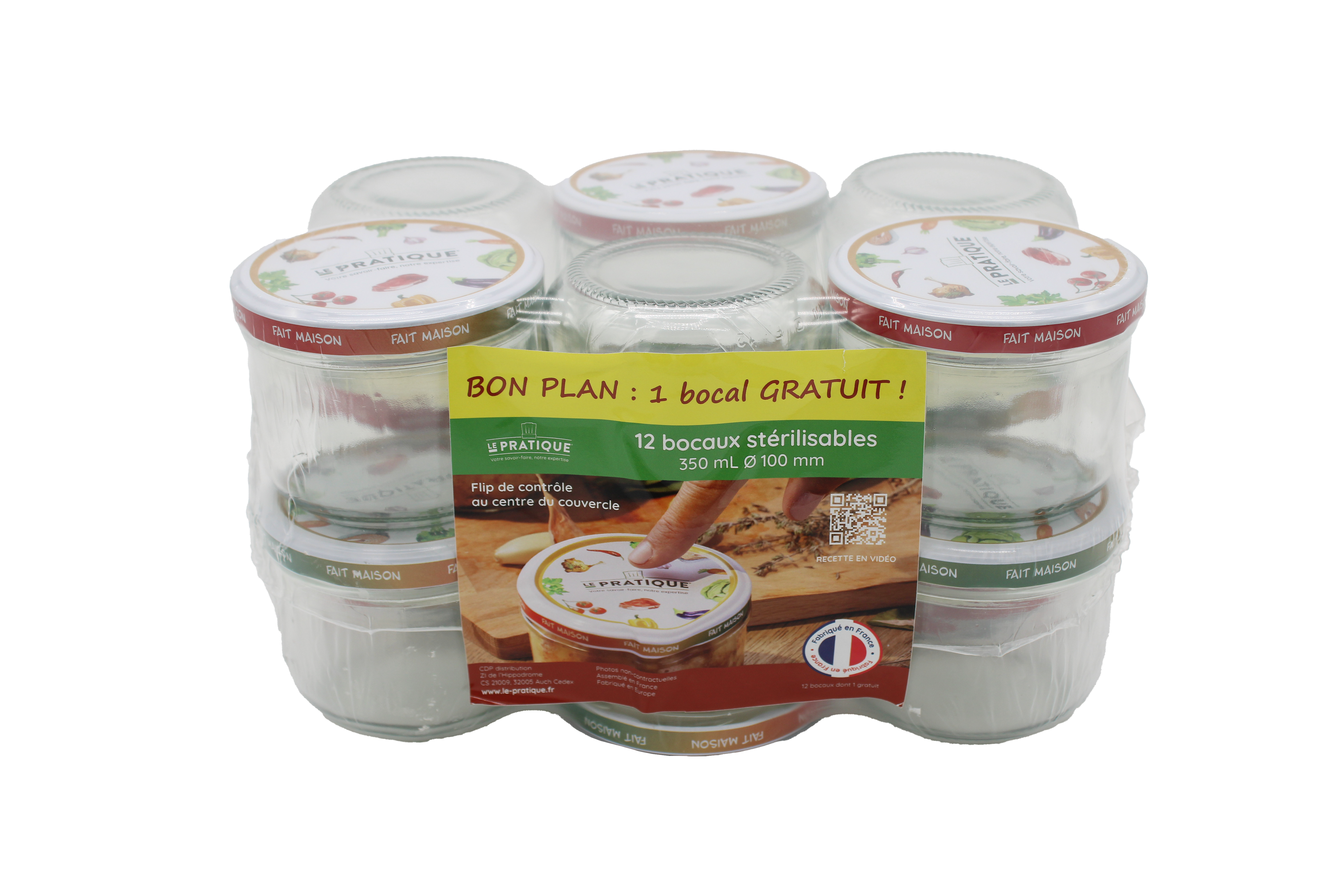 LE PRATIQUE - Bocaux stérilisables 350 ml Ø100 mm x11+1 gratuit - Le Pratique