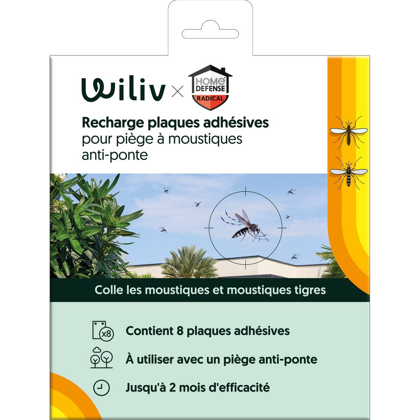 Home defense - Recharge de 8 plaques adhésives pour piège à moustiques anti-ponte - Wiliv & HOME DEFENSE® - Image 1