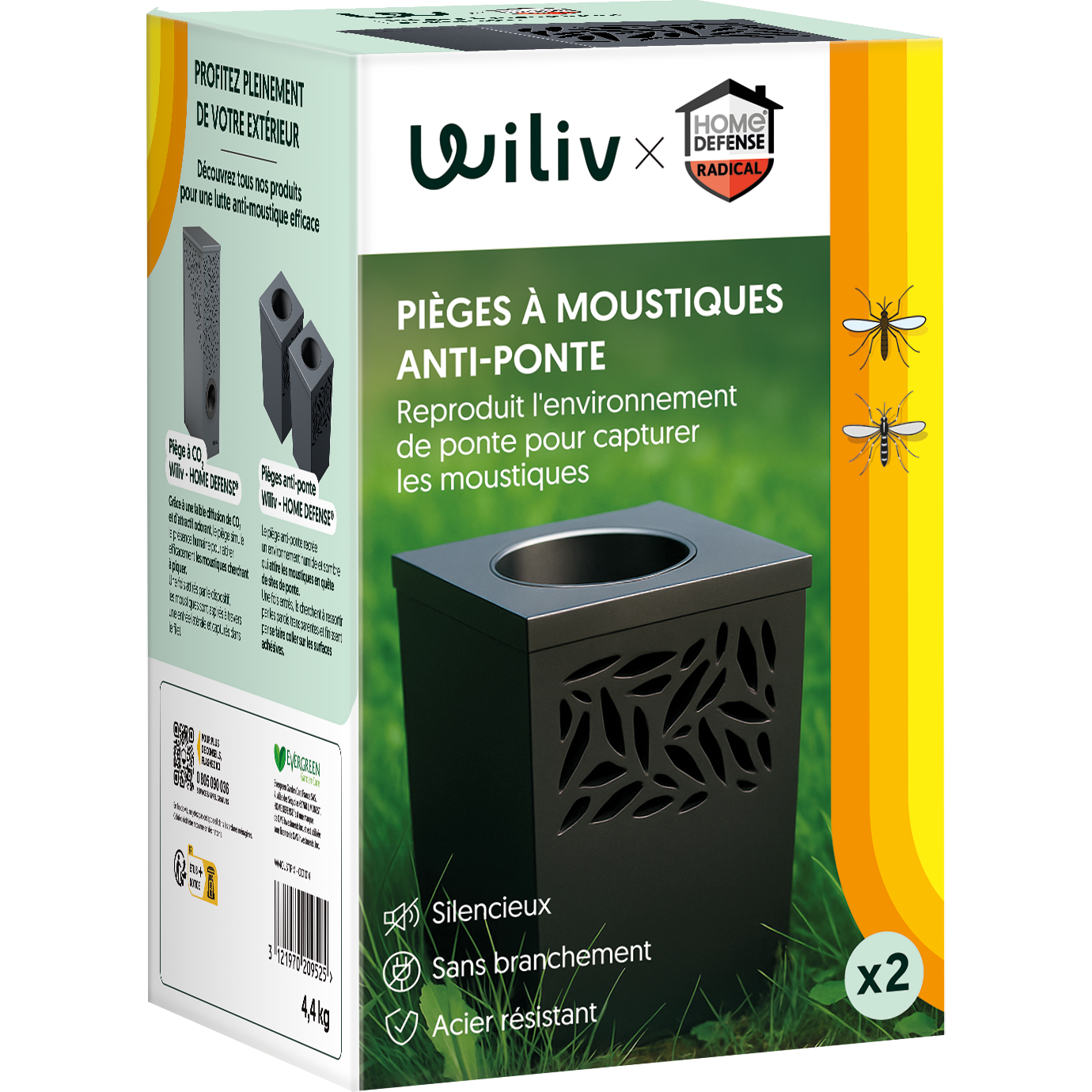Home defense - Piège à moustiques tech. anti-ponte lot de 2 - L  22,5 x l 22,5 x H 35,5 cm - Wiliv & HOME DEFENSE® - Image 3