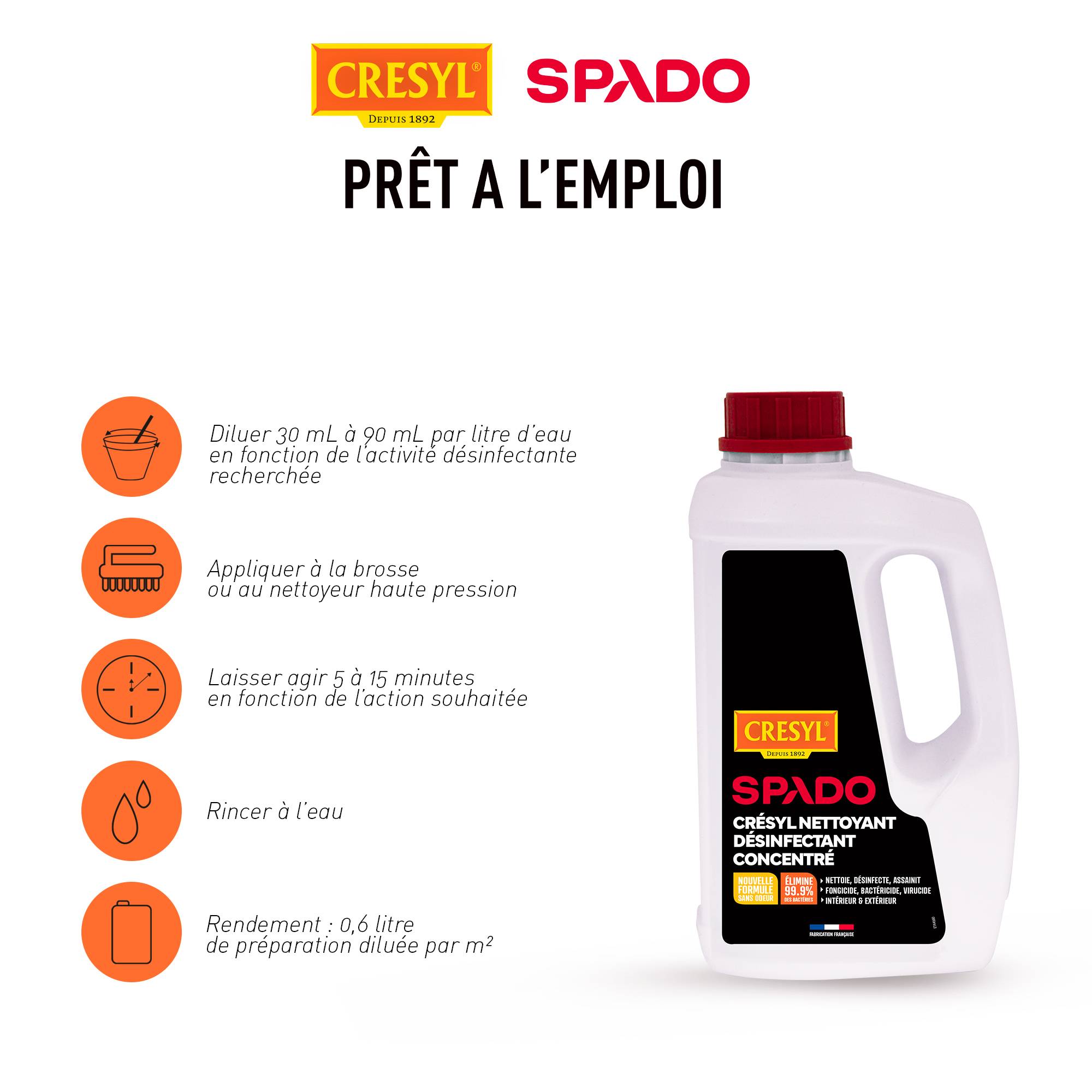 Spado - Nettoyant désinfectant concentré Cresyl 1 L  - SPADO - Image 2