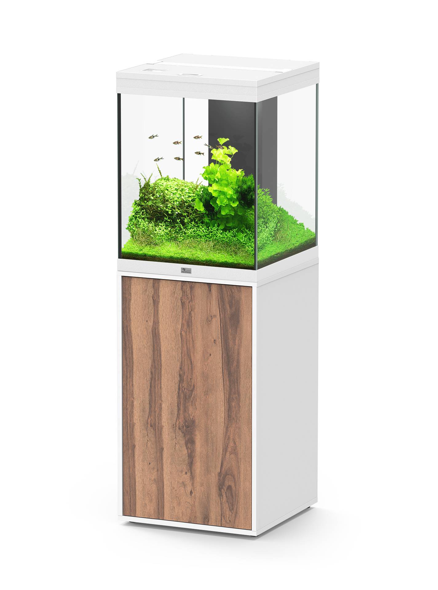 Aquatlantis - Ensemble Aquarium pour poissons + Meuble Aqua Tower 133 L Blanc/Nogal BaliAquatlantis - Image 1