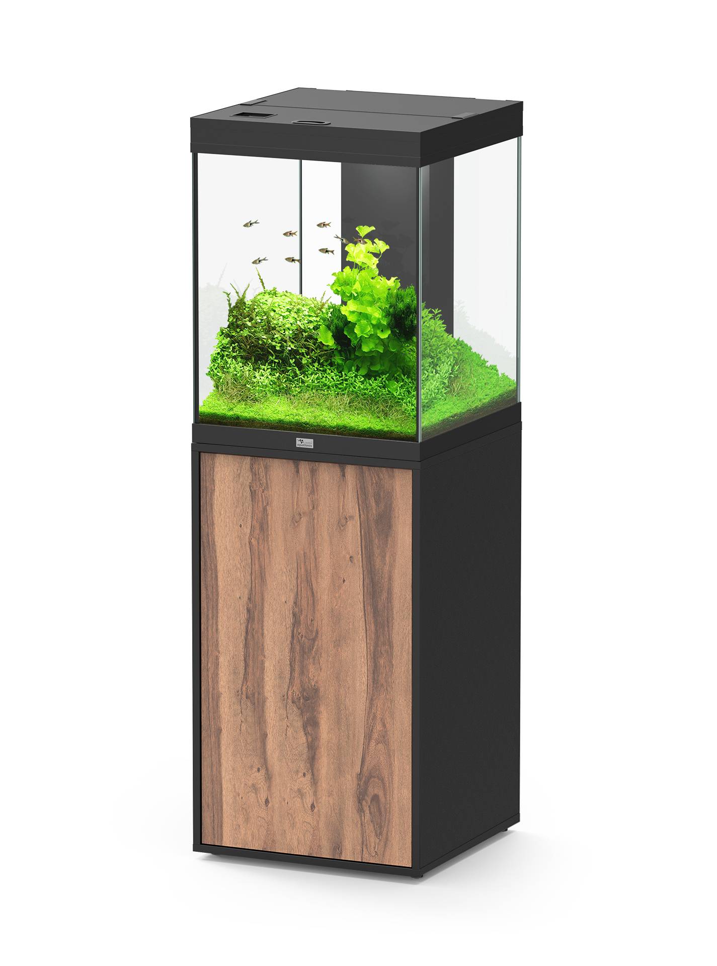 Aquatlantis - Ensemble Aquarium pour poissons + Meuble Aqua Tower 133 L Noir/Nogal Bali - Aquatlantis
