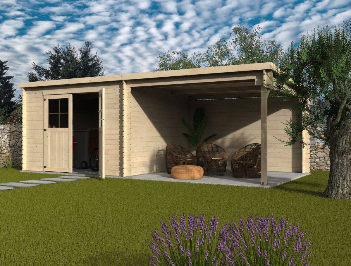 Decor et Jardin - Abri de jardin bois auvent toit plat 18m² Eden - Décor et Jardin - Image 2