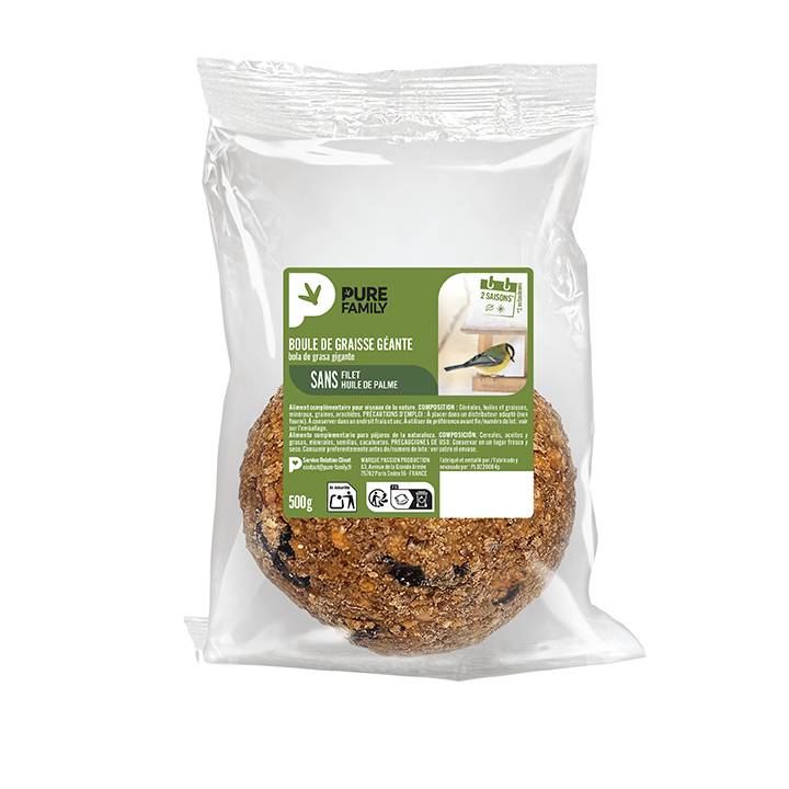 Pure Family - Boule de graisse géante 500g pour oiseaux - PURE FAMILY - Image 1