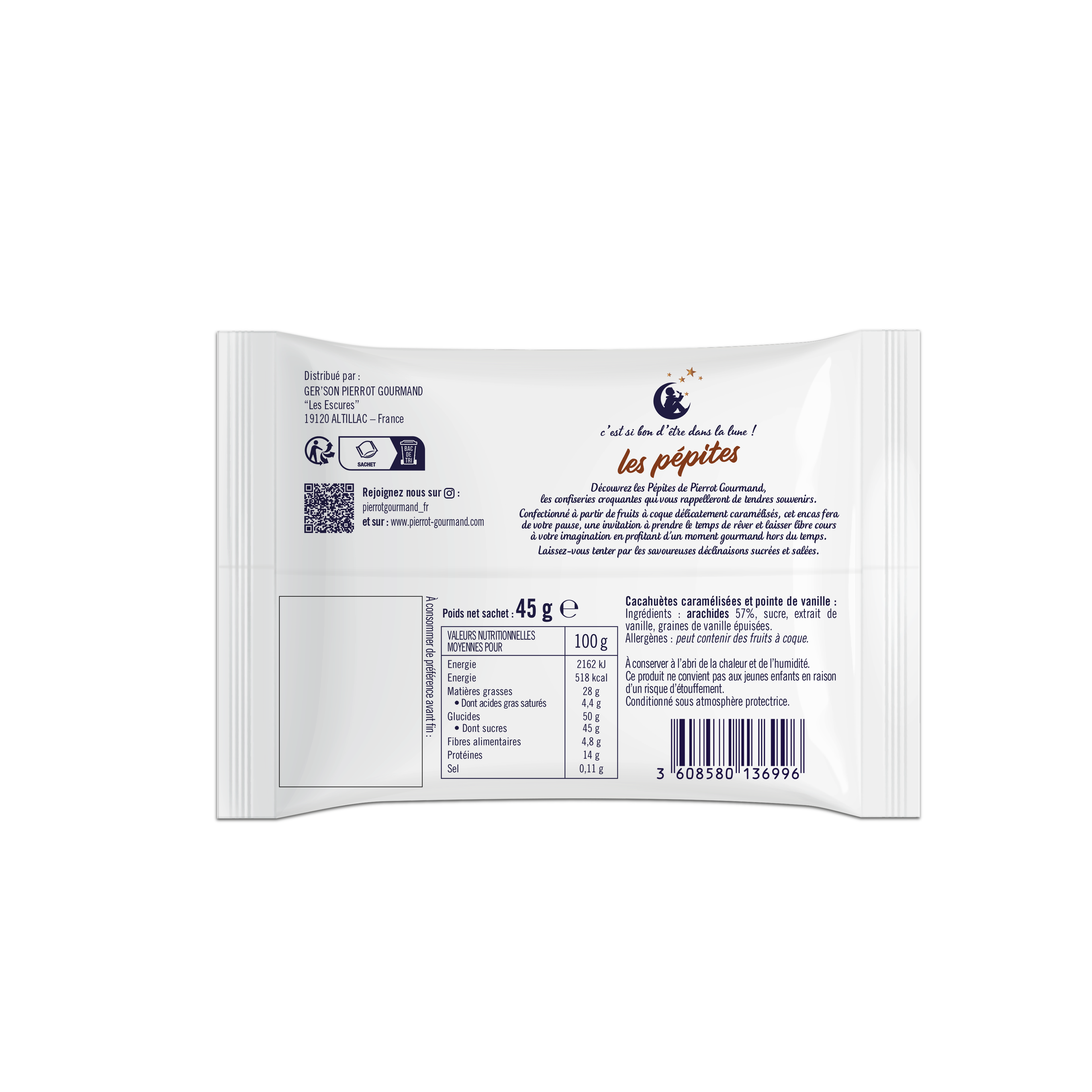 Pierrot Gourmand - Cacahuétes caramélisées et pointe de vanille 45g - Pierrot Gourmand - Image 1