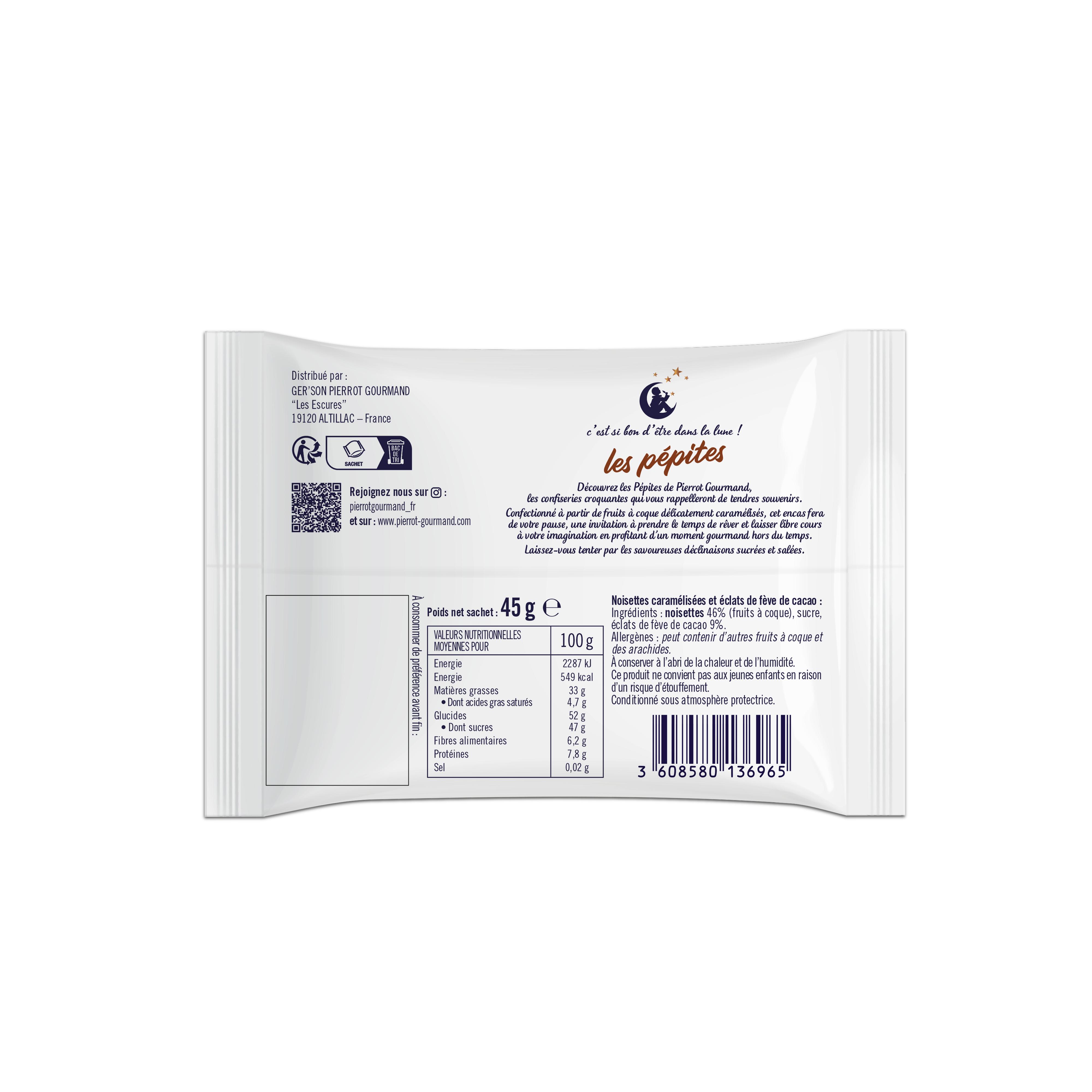 Pierrot Gourmand - Noisettes caramélisées et éclats de fève de cacao 45g - Pierrot Gourmand - Image 2