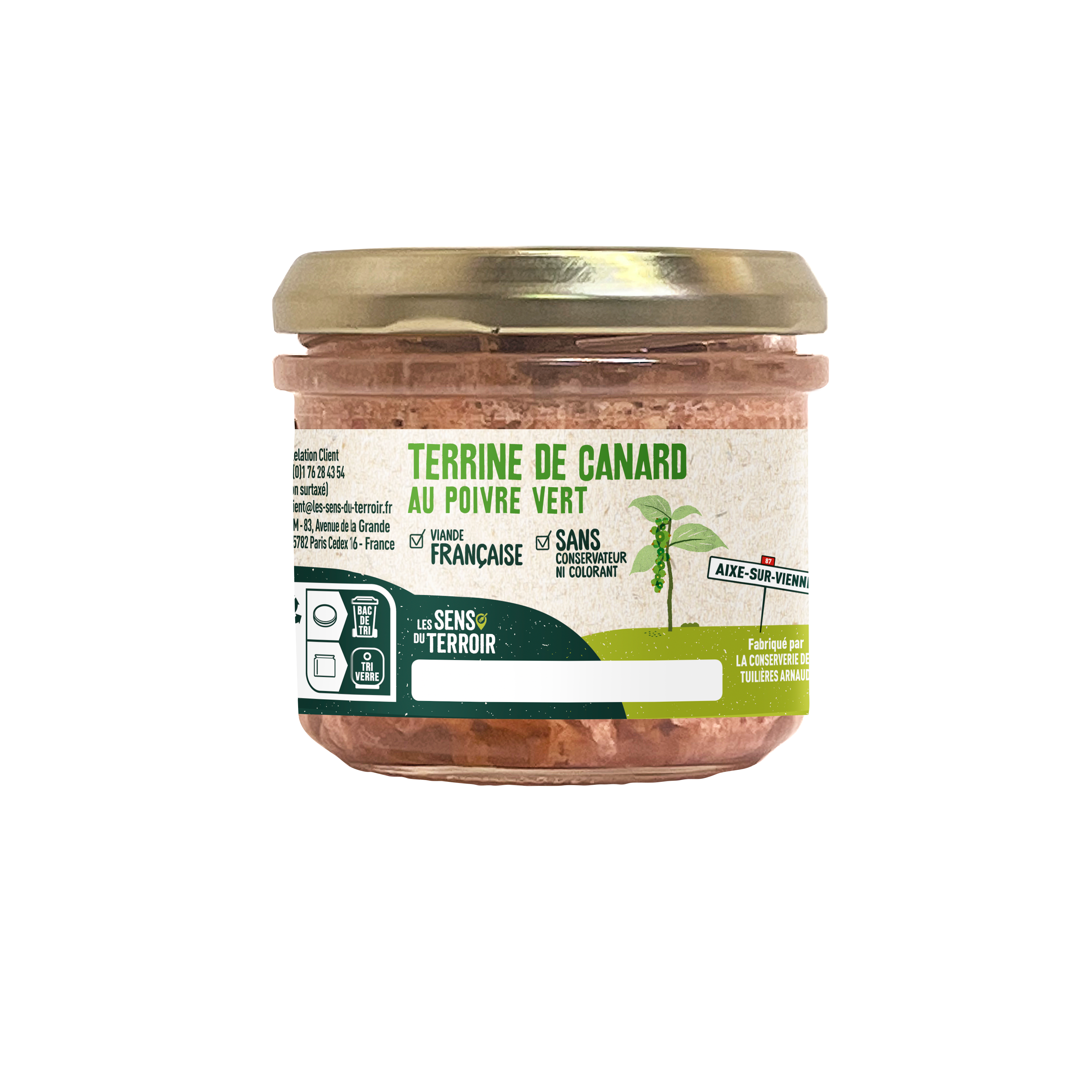 Les Sens du Terroir - Terrine de canard au poivre vert 90 g  - Les Sens du Terroir