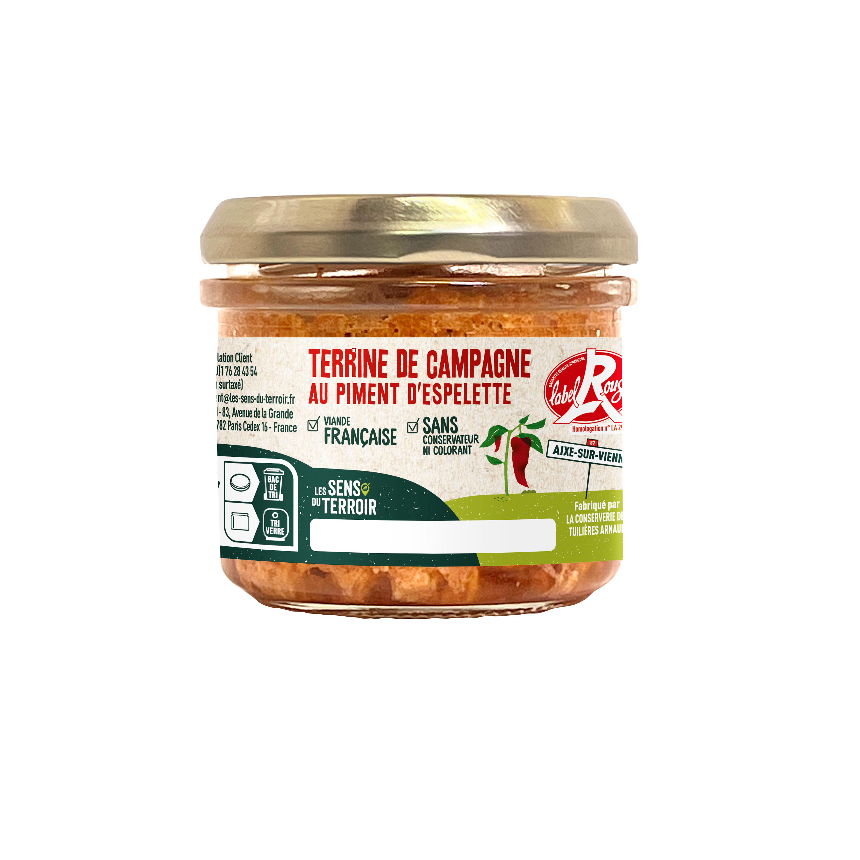 Les Sens du Terroir - Terrine au piment d'Espelette Label Rouge 90 g - Les Sens du Terroir