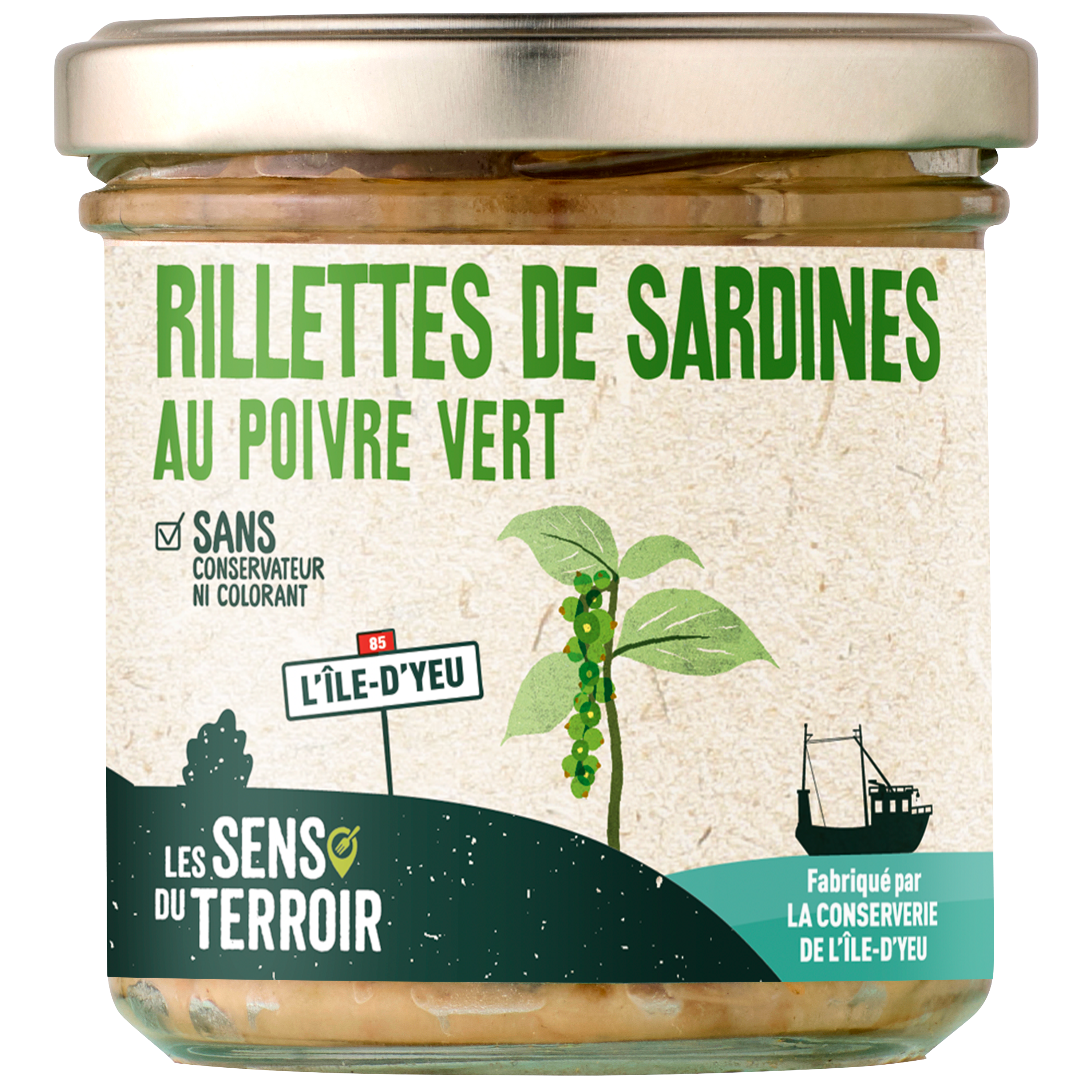 Les Sens du Terroir - Rillettes de sardines au poivre vert 140 g - Les Sens du Terroir