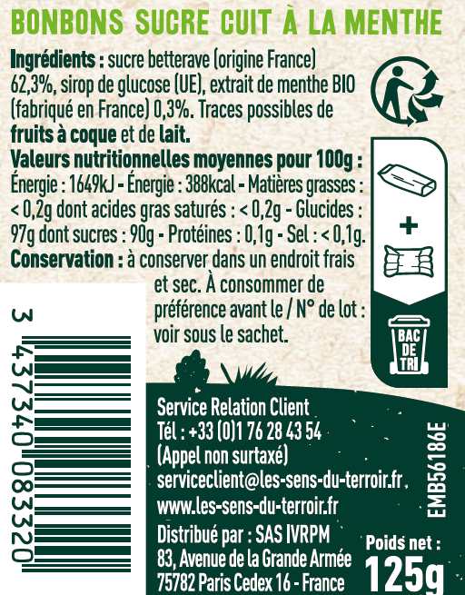 Les Sens du Terroir - Bonbons à la menthe 125 g - Les Sens du Terroir - Image 2