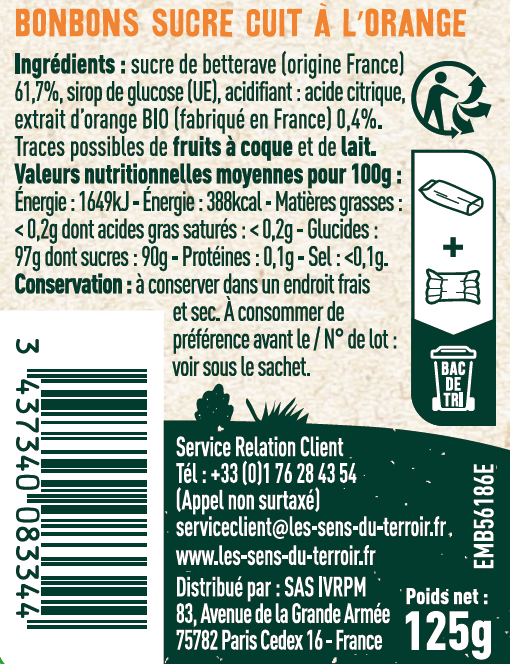 Les Sens du Terroir - Bonbons à l'orange 125 g - Les Sens du Terroir - Image 2