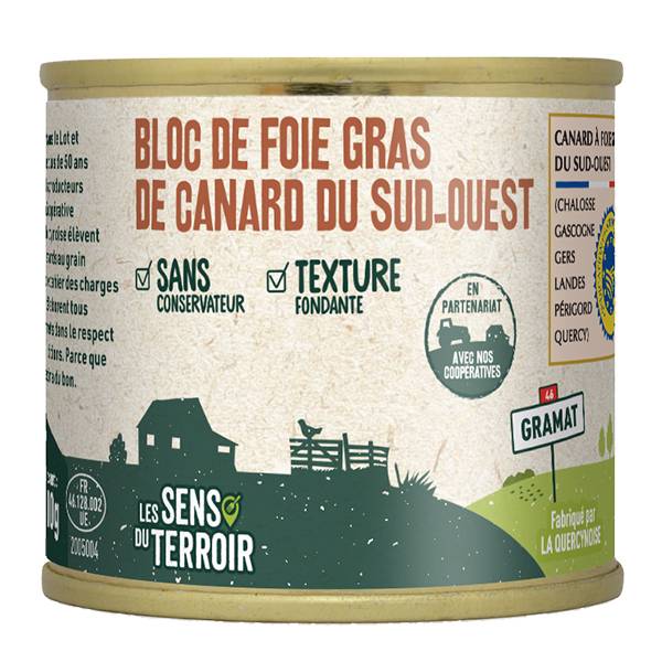 Les Sens du Terroir - Bloc de foie gras du Sud-Ouest IGP 100 g - Les Sens du Terroir