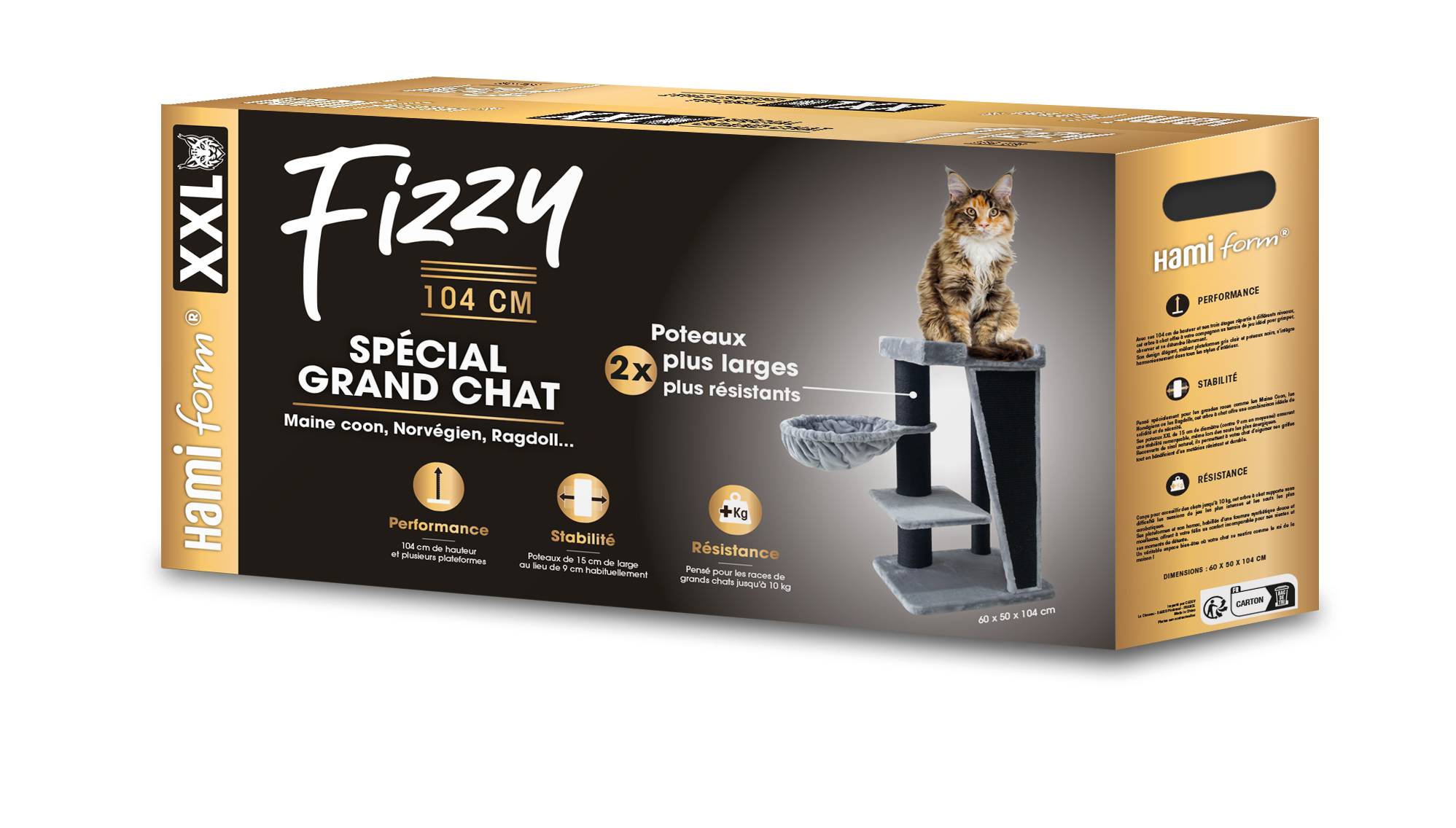 Hamiform - Arbre à chat Fizzy XXL pour grands chats 104 cm - Hami Form - Image 2