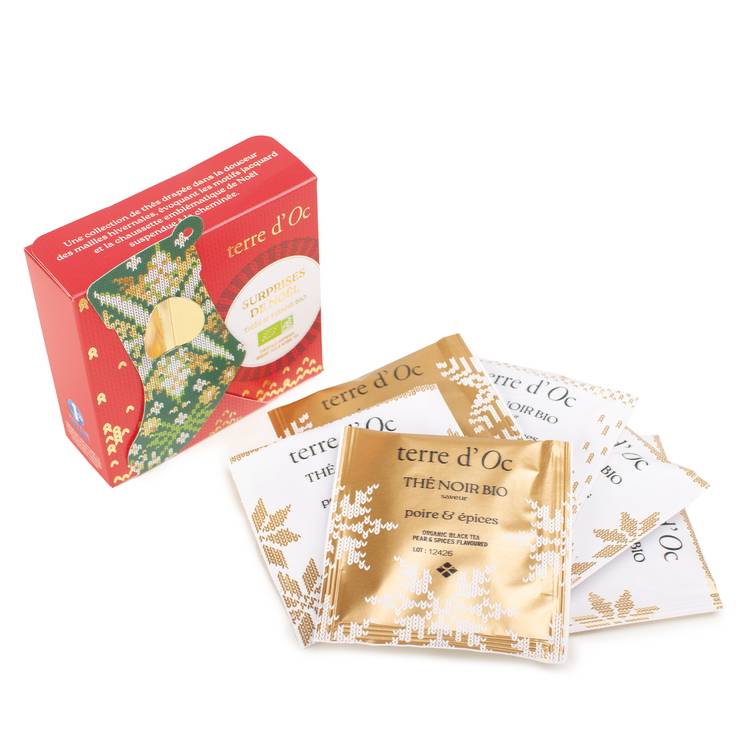 Terre d'Oc - Surprise de Noël 6 thés et infusions bio 11 g- Terre d'Oc